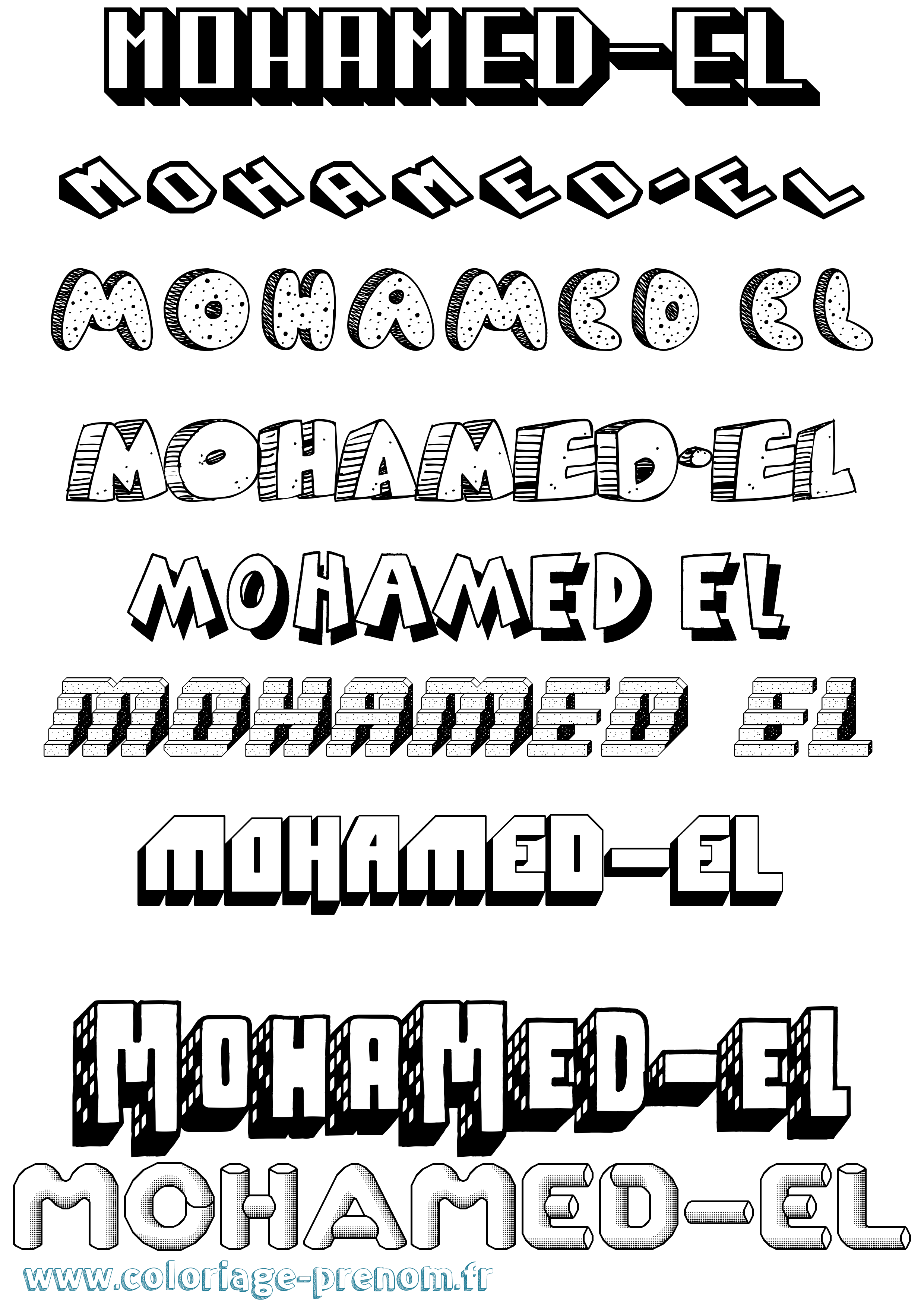Coloriage Mohamed-El Effet 3D Coloriage prénom Mohamed-El Effet 3D