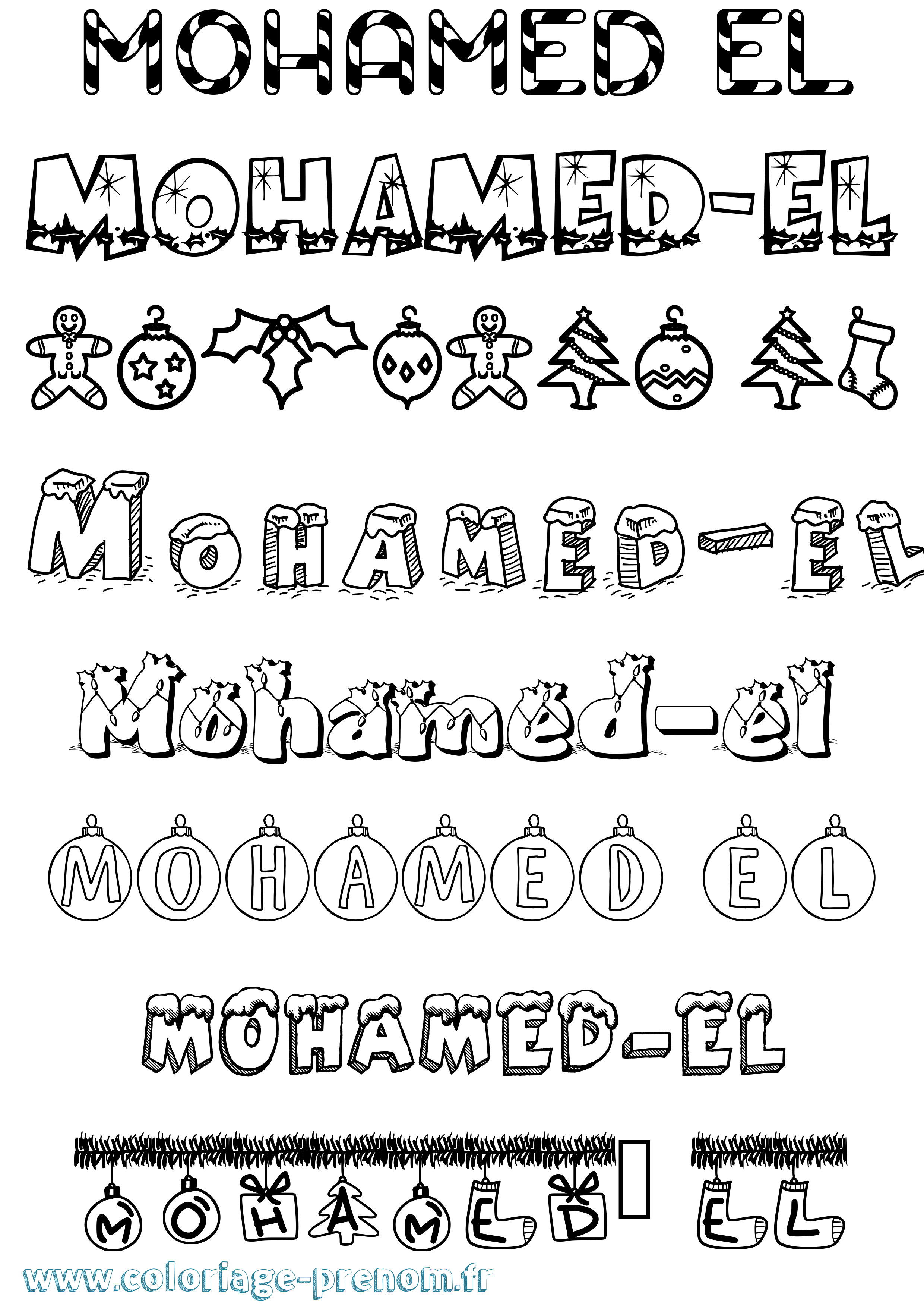 Coloriage Mohamed-El Noël Coloriage prénom Mohamed-El Noël