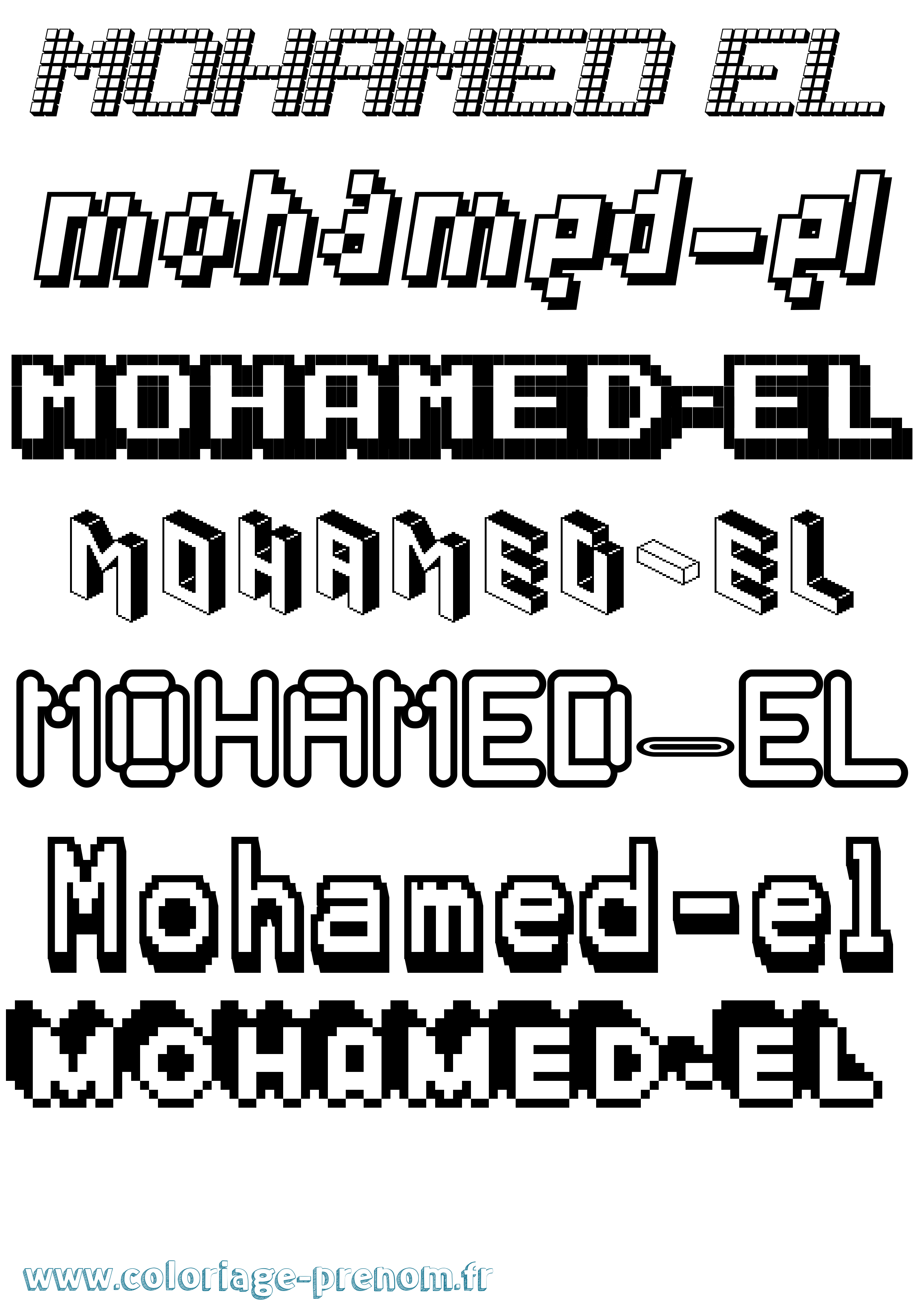Coloriage Mohamed-El Pixel Coloriage prénom Mohamed-El Pixel