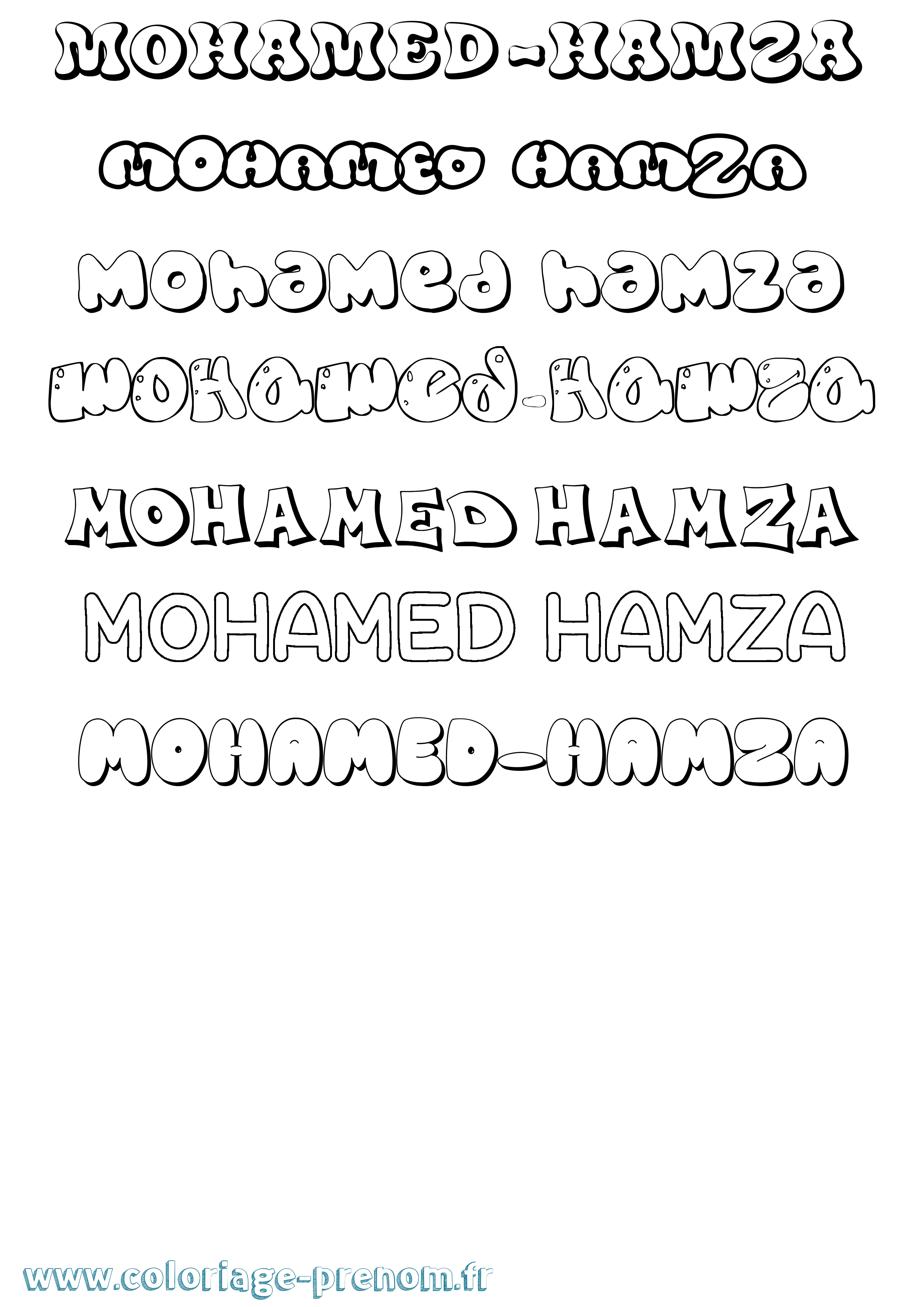 Coloriage Mohamed-Hamza Bubble Coloriage prénom Mohamed-Hamza Bubble