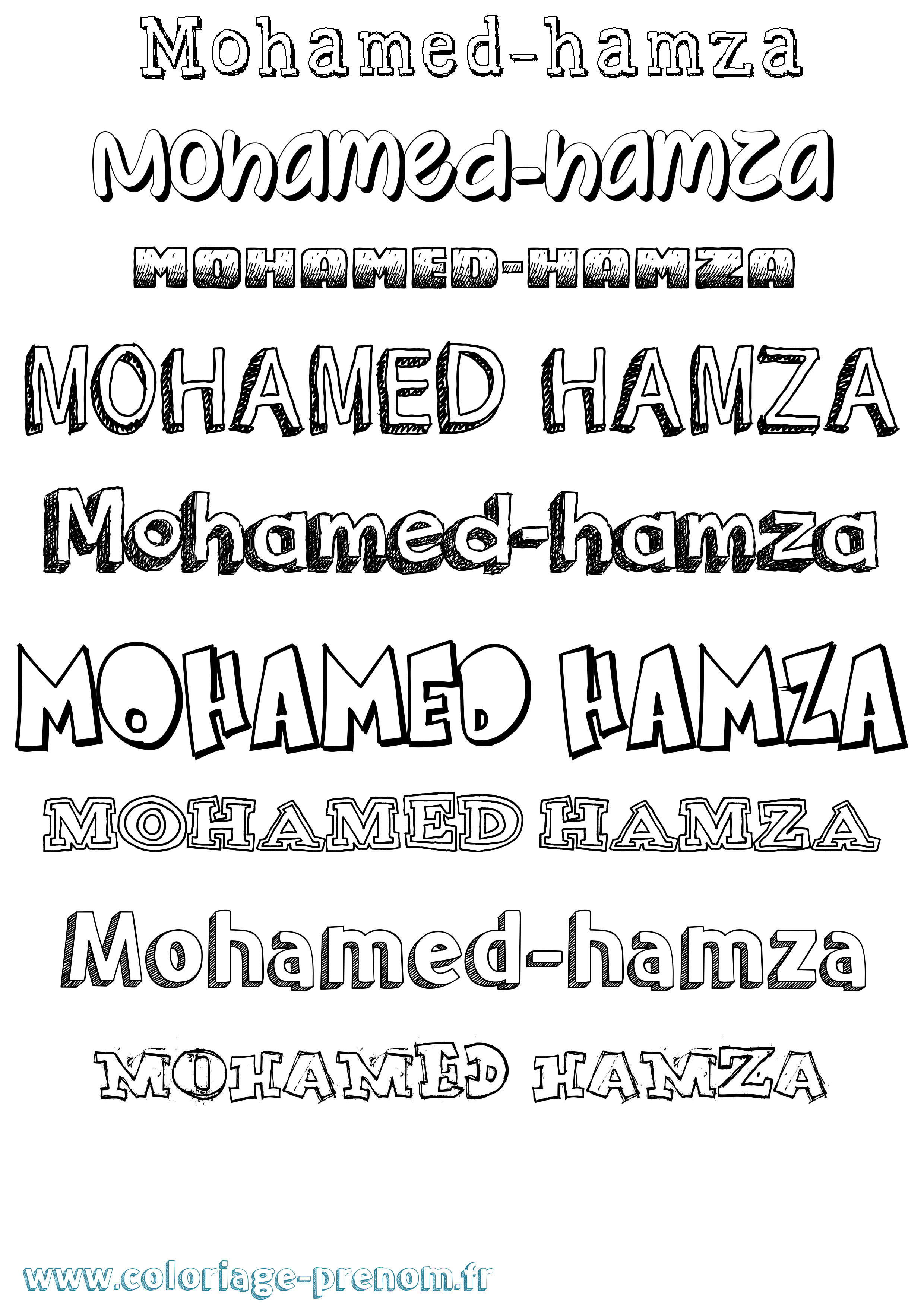 Coloriage Mohamed-Hamza Dessiné Coloriage prénom Mohamed-Hamza Dessiné