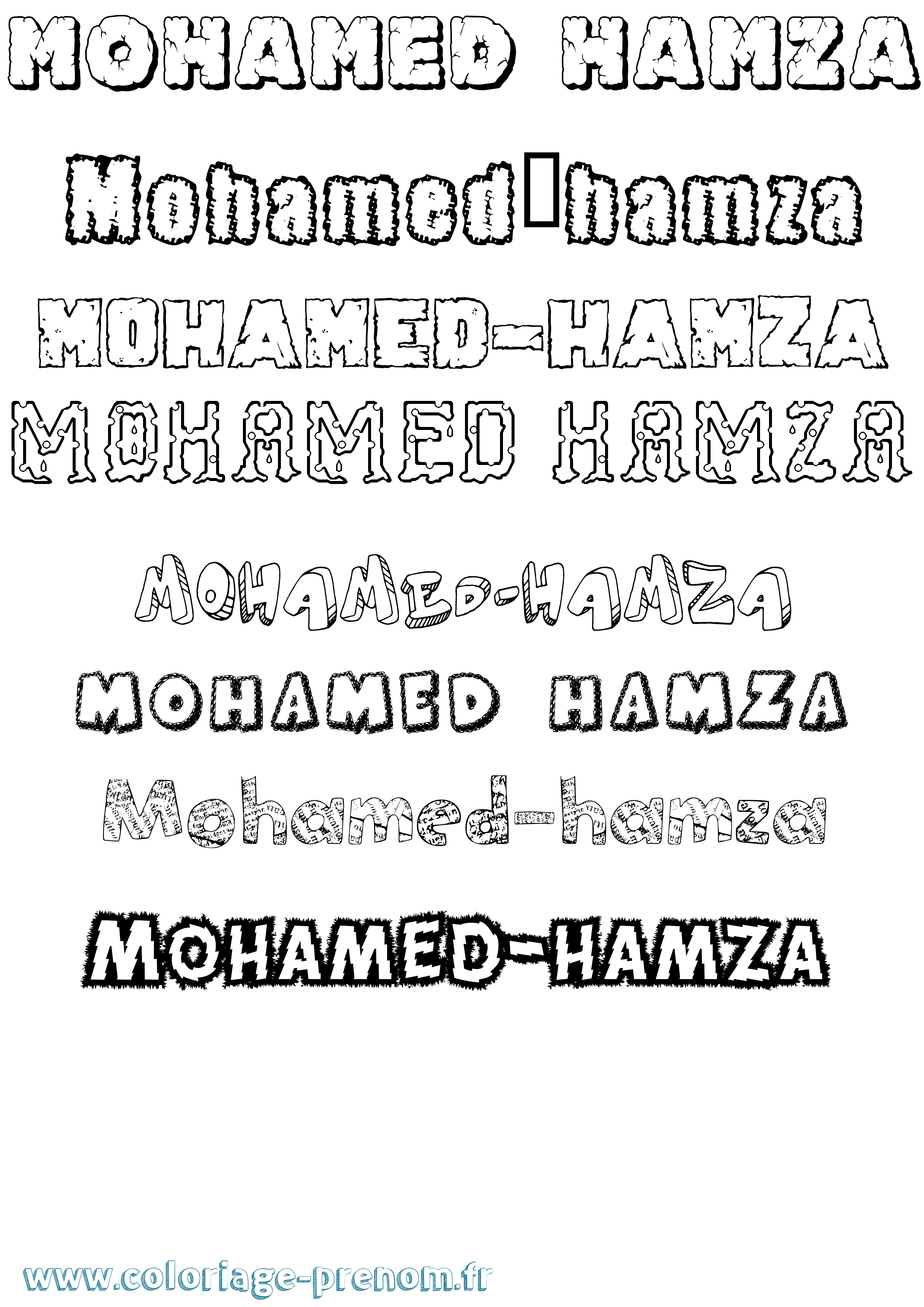 Coloriage Mohamed-Hamza Destructuré Coloriage prénom Mohamed-Hamza Destructuré