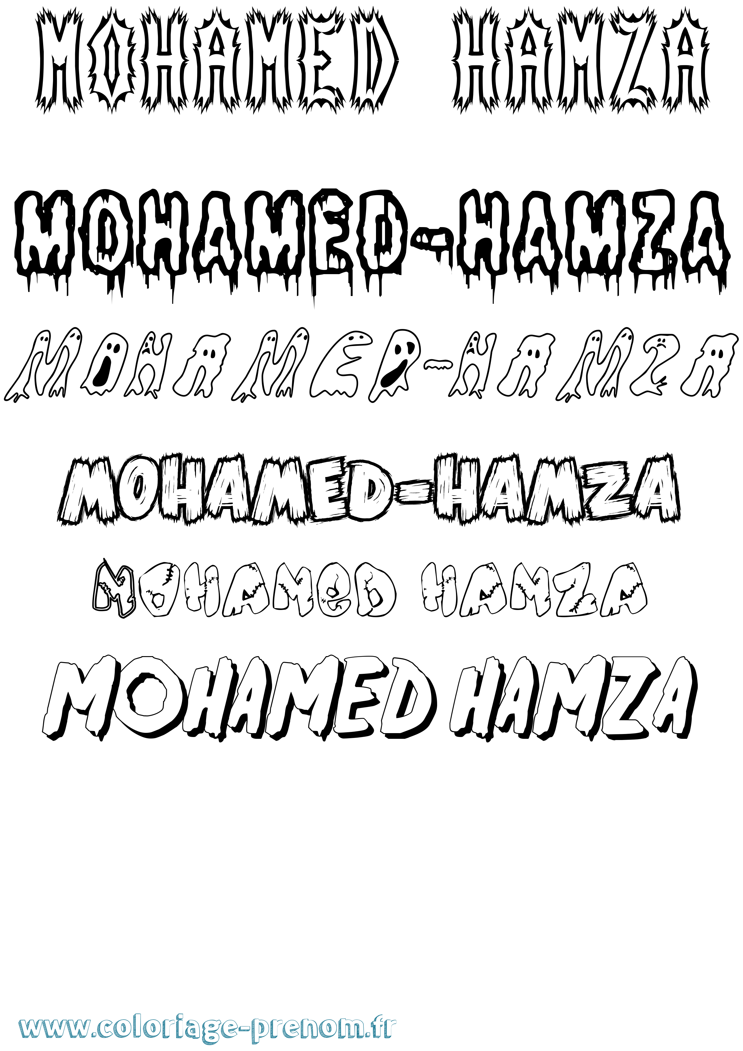 Coloriage Mohamed-Hamza Frisson Coloriage prénom Mohamed-Hamza Frisson