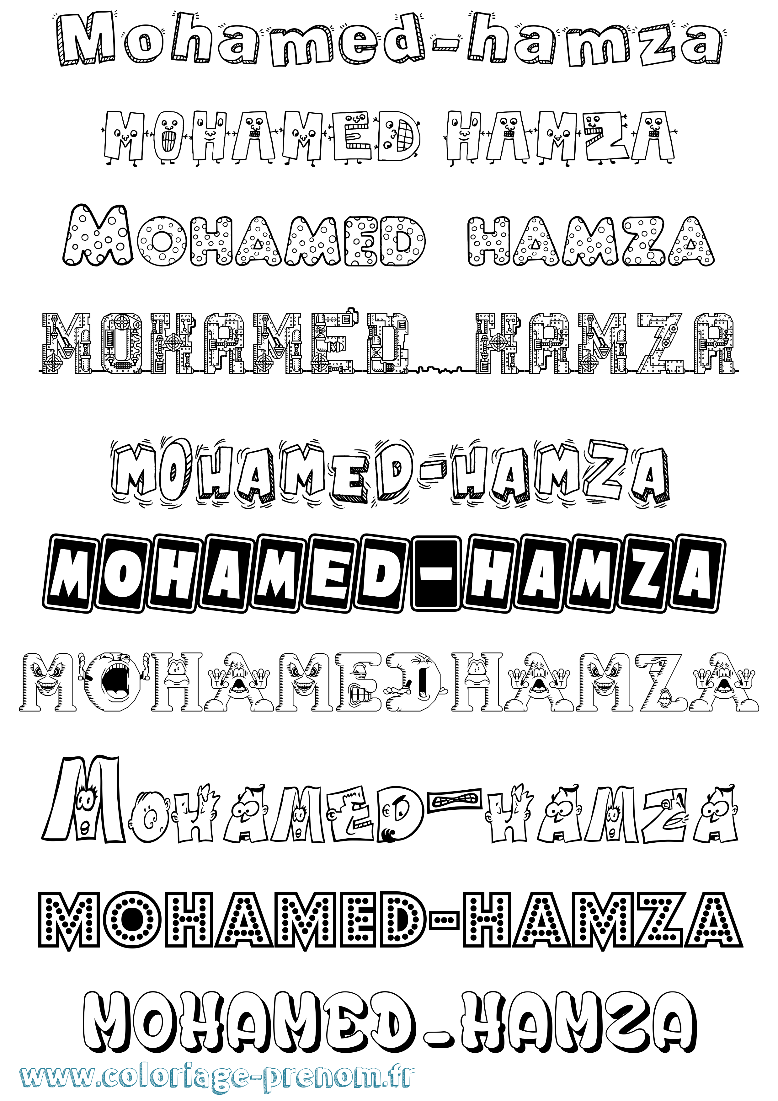 Coloriage Mohamed-Hamza Fun Coloriage prénom Mohamed-Hamza Fun