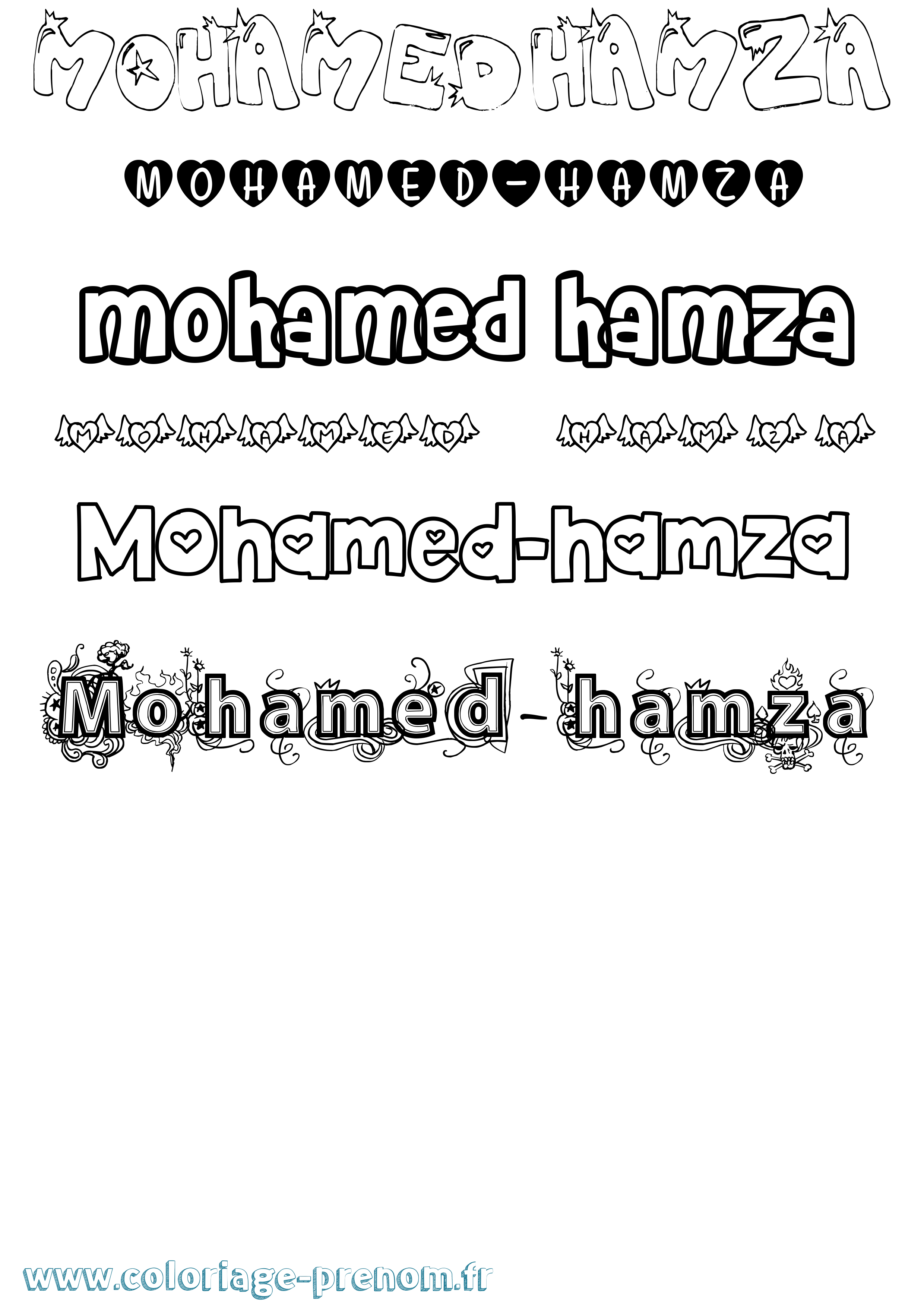 Coloriage Mohamed-Hamza Girly Coloriage prénom Mohamed-Hamza Girly