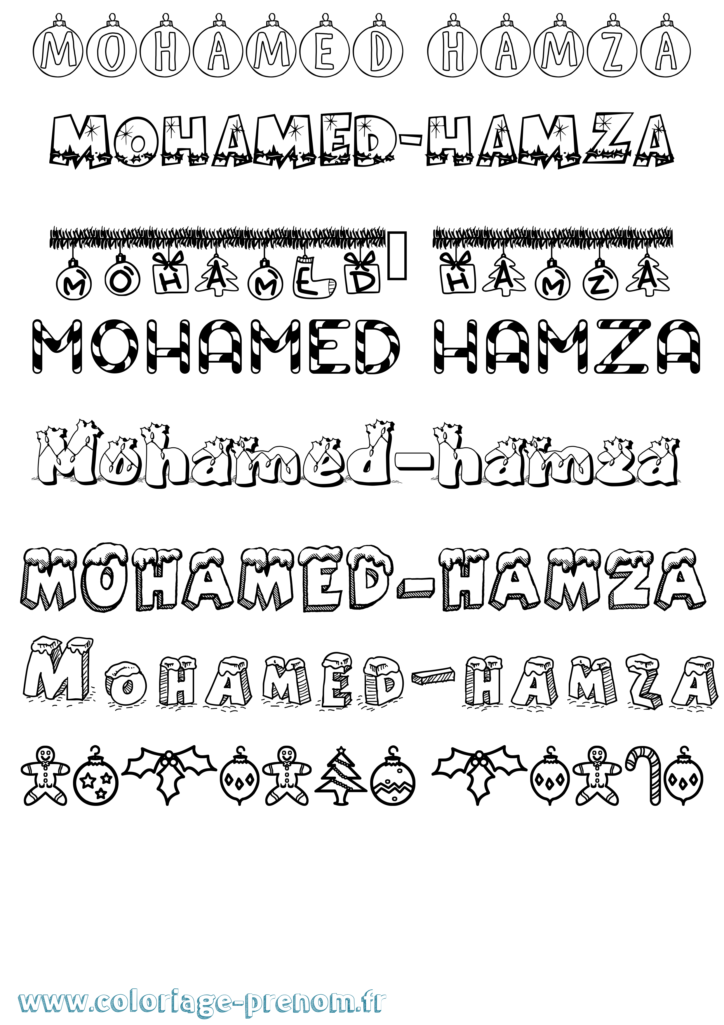 Coloriage Mohamed-Hamza Noël Coloriage prénom Mohamed-Hamza Noël
