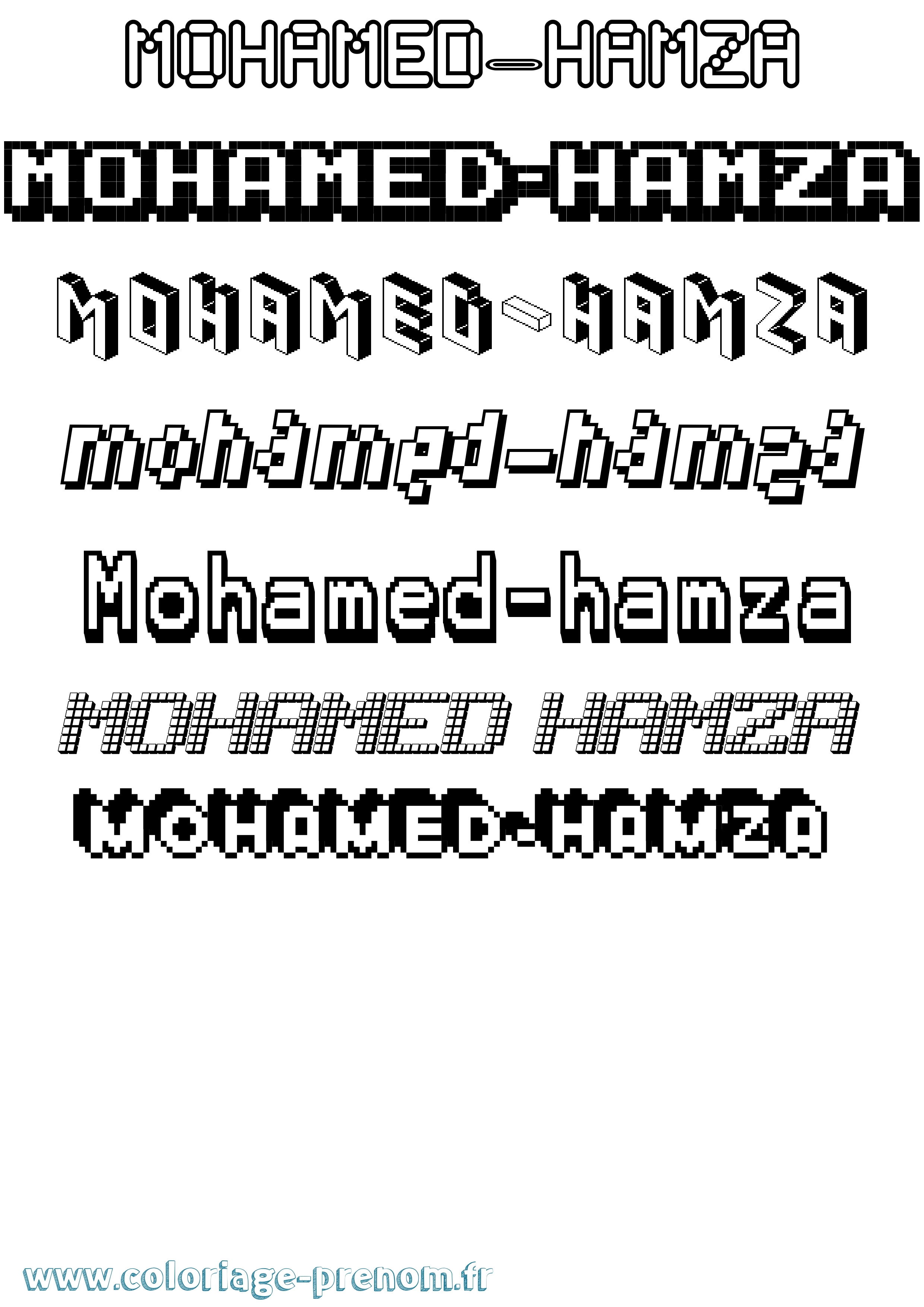 Coloriage Mohamed-Hamza Pixel Coloriage prénom Mohamed-Hamza Pixel