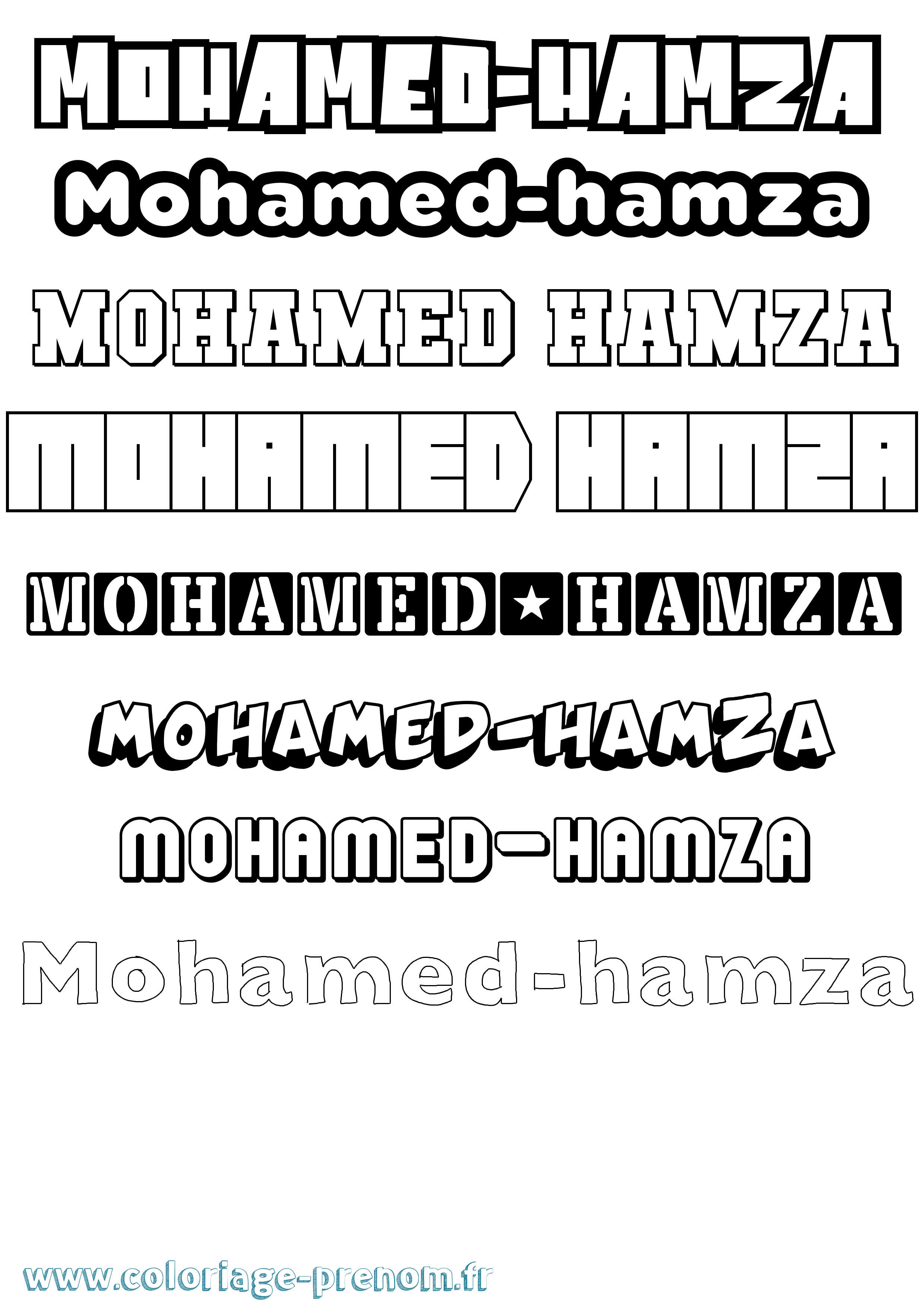 Coloriage Mohamed-Hamza Simple Coloriage prénom Mohamed-Hamza Simple