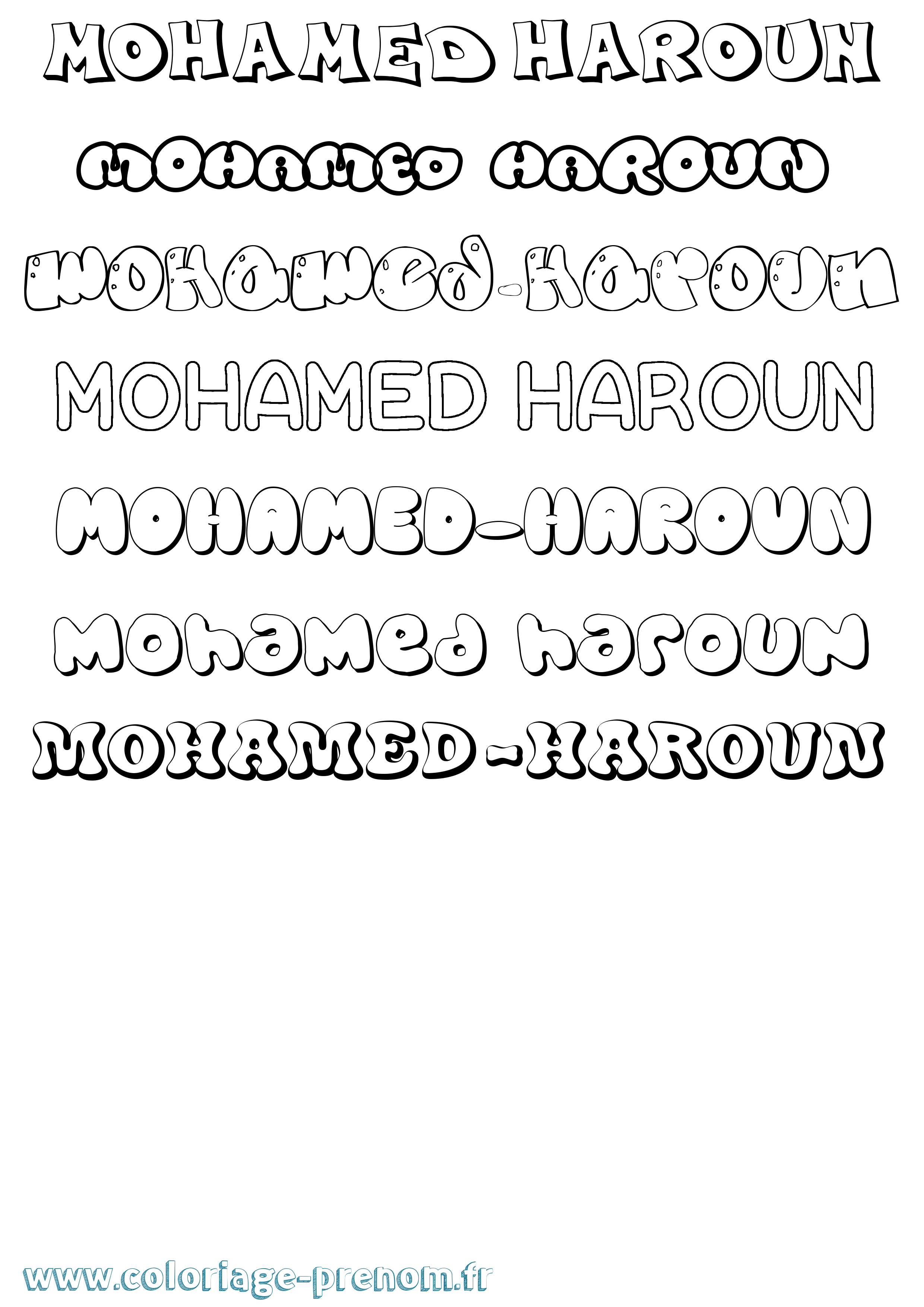 Coloriage Mohamed-Haroun Bubble Coloriage prénom Mohamed-Haroun Bubble