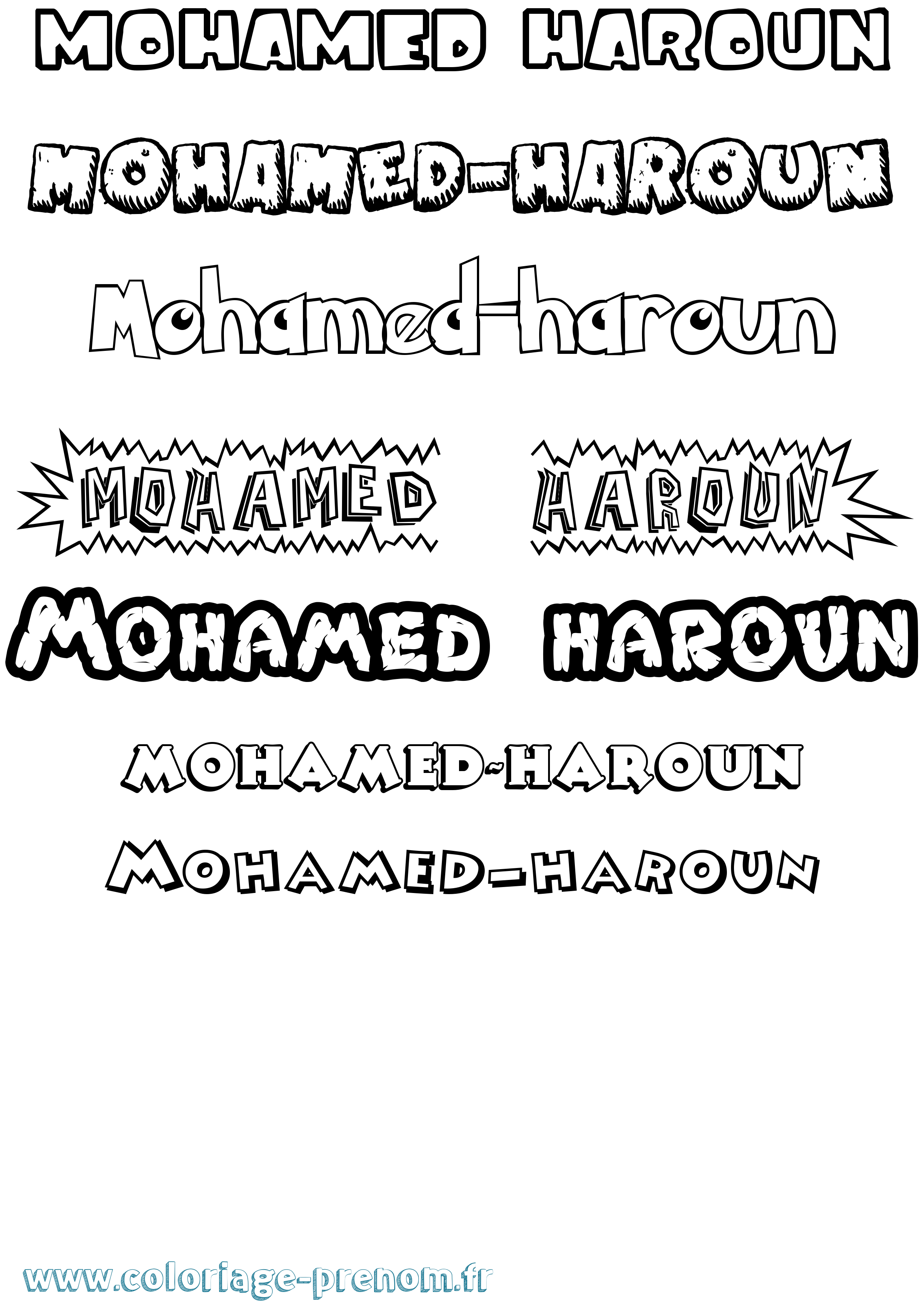 Coloriage Mohamed-Haroun Dessin Animé Coloriage prénom Mohamed-Haroun Dessin Animé
