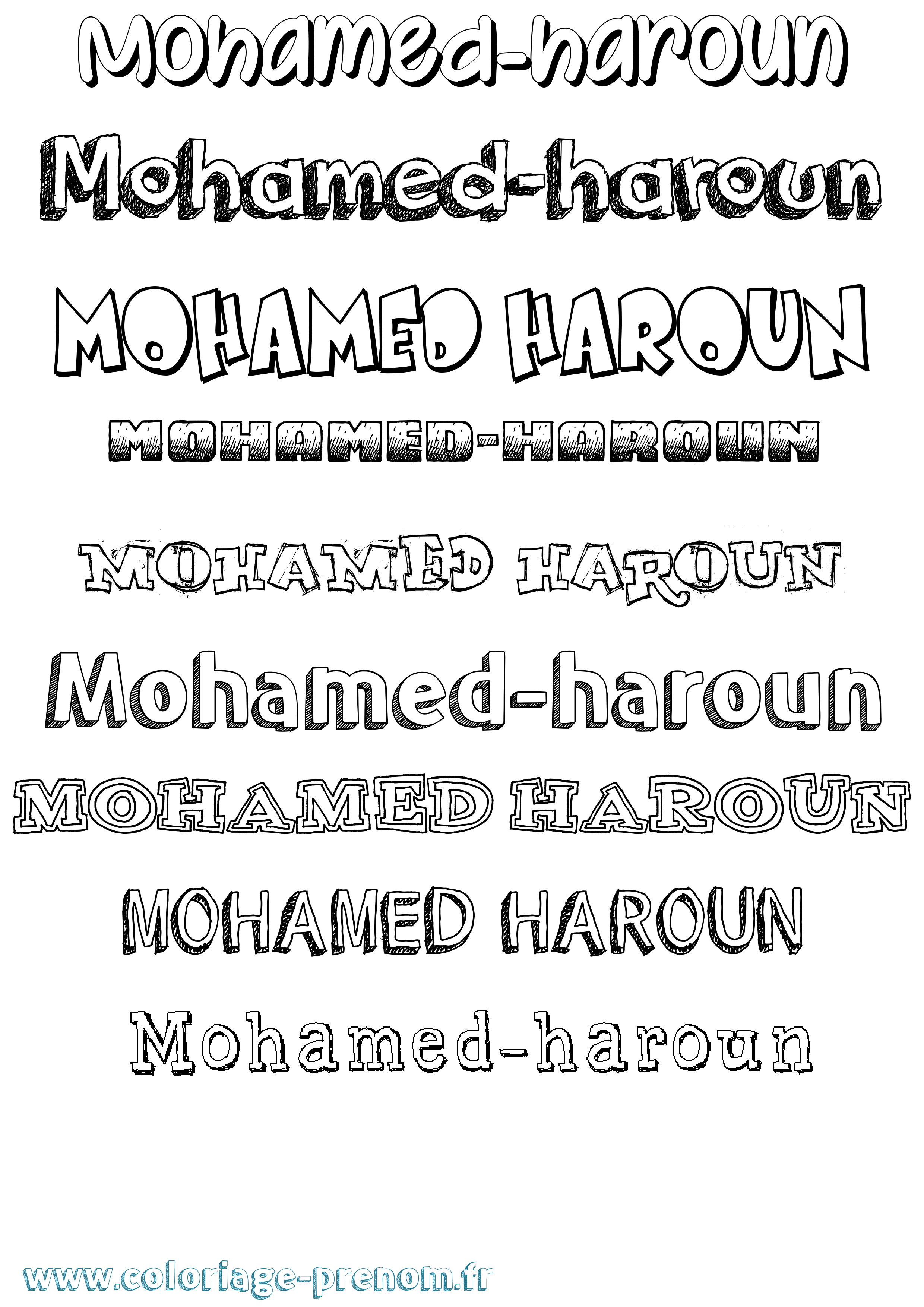 Coloriage Mohamed-Haroun Dessiné Coloriage prénom Mohamed-Haroun Dessiné