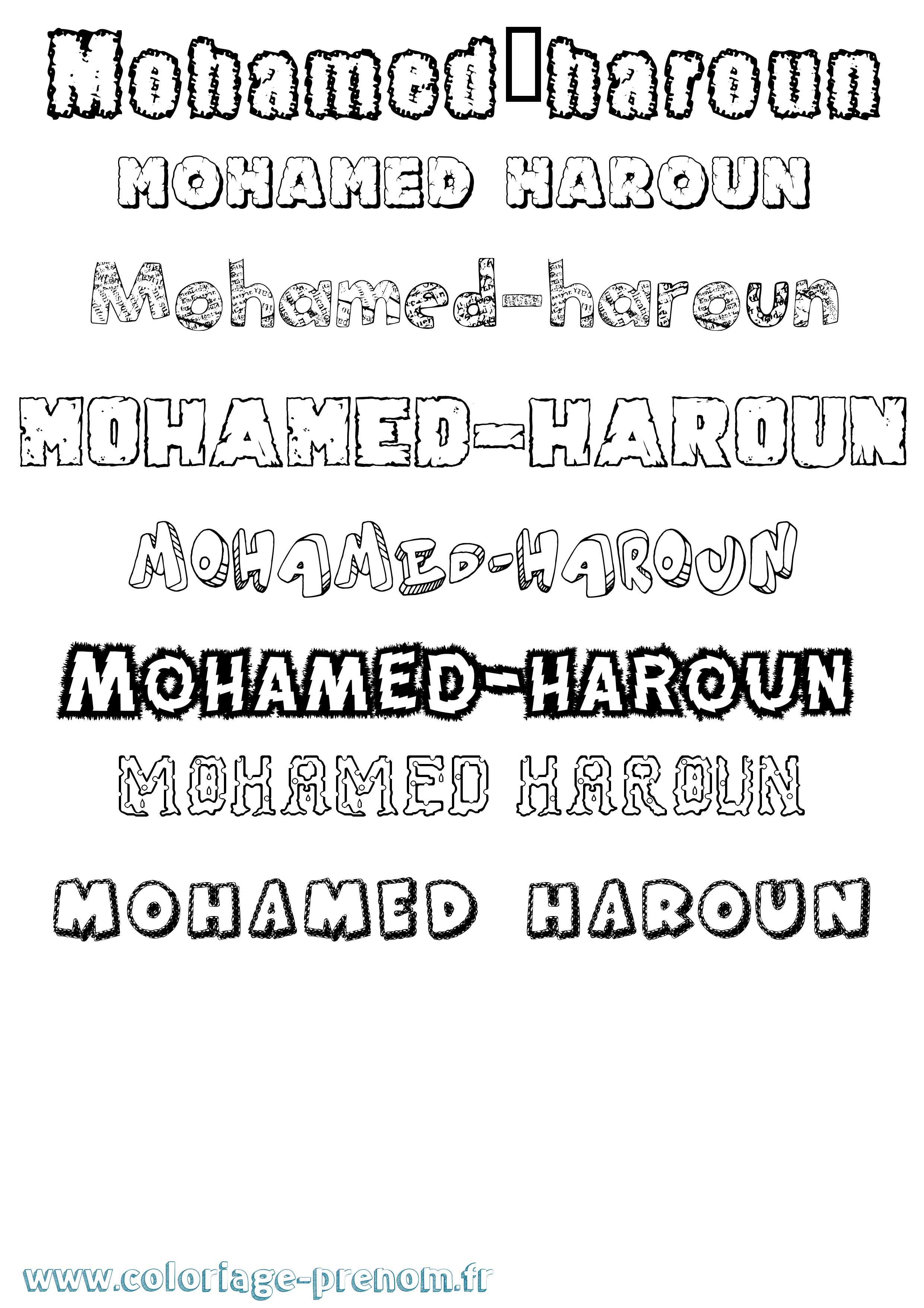 Coloriage Mohamed-Haroun Destructuré Coloriage prénom Mohamed-Haroun Destructuré