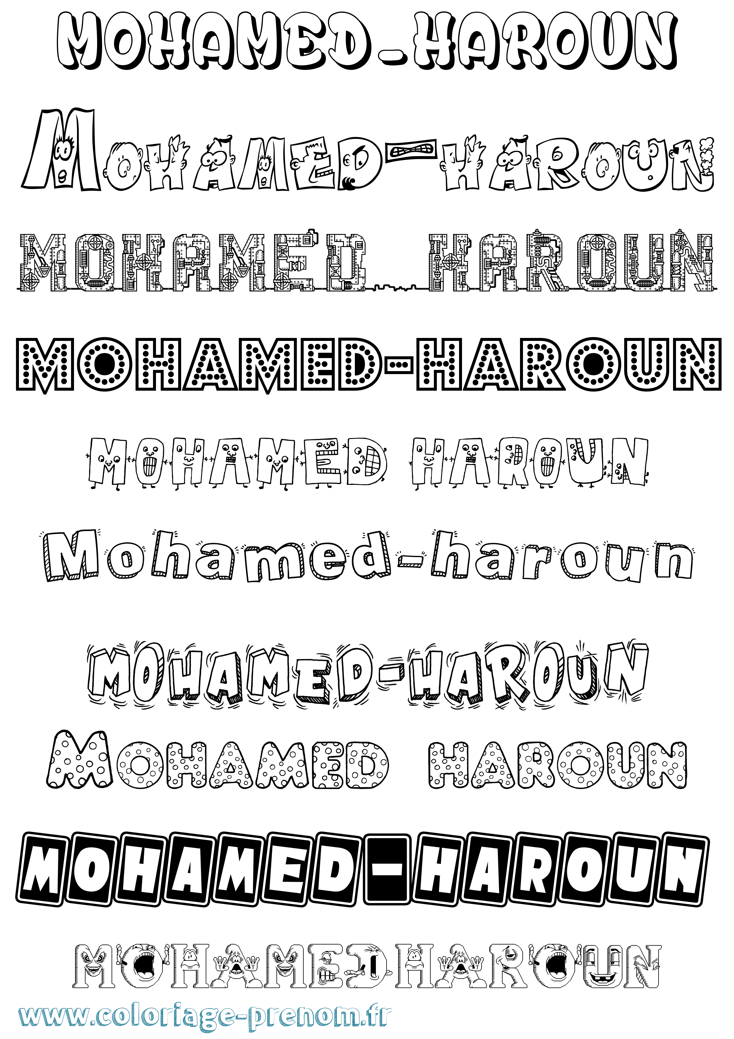 Coloriage Mohamed-Haroun Fun Coloriage prénom Mohamed-Haroun Fun