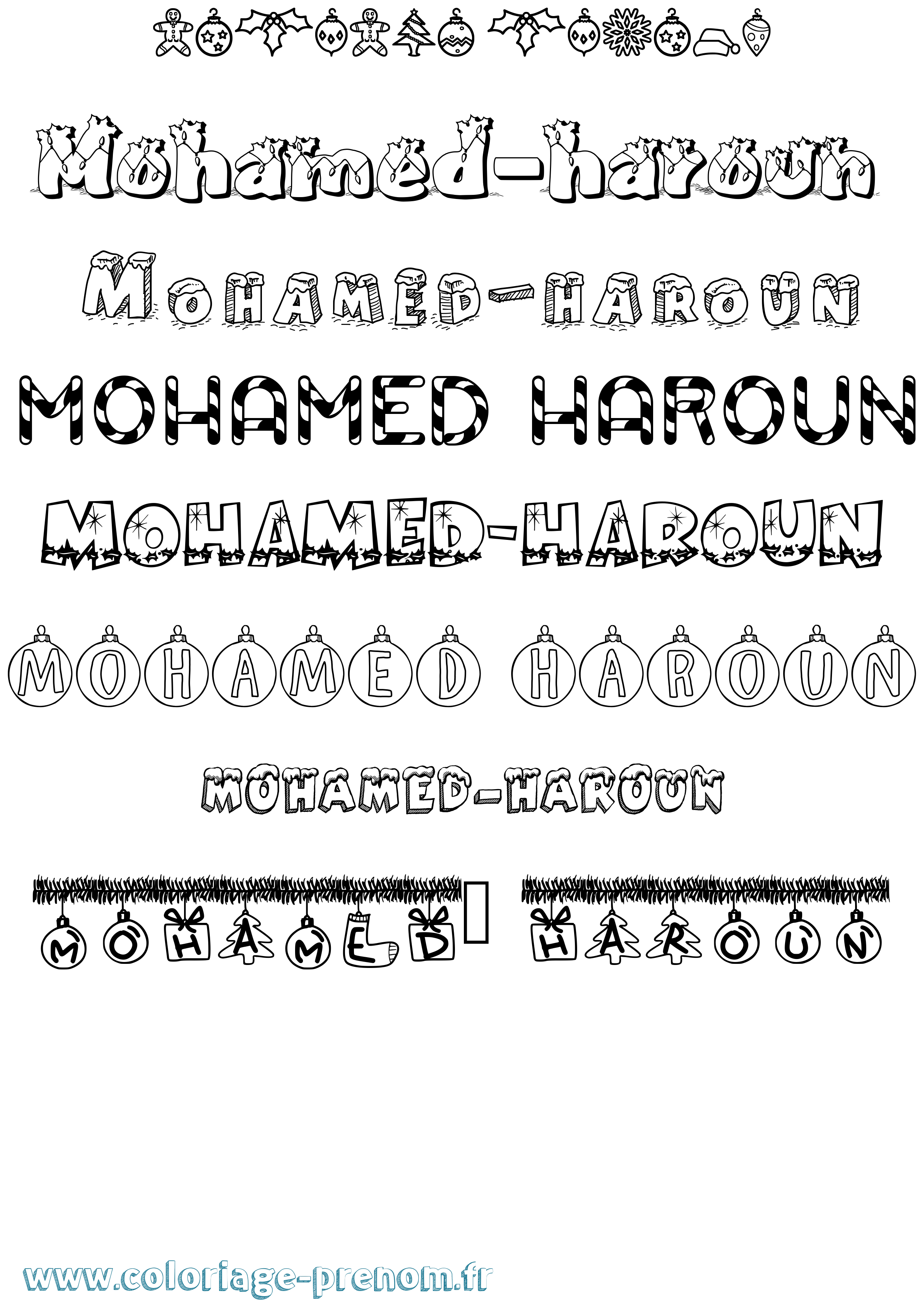 Coloriage Mohamed-Haroun Noël Coloriage prénom Mohamed-Haroun Noël
