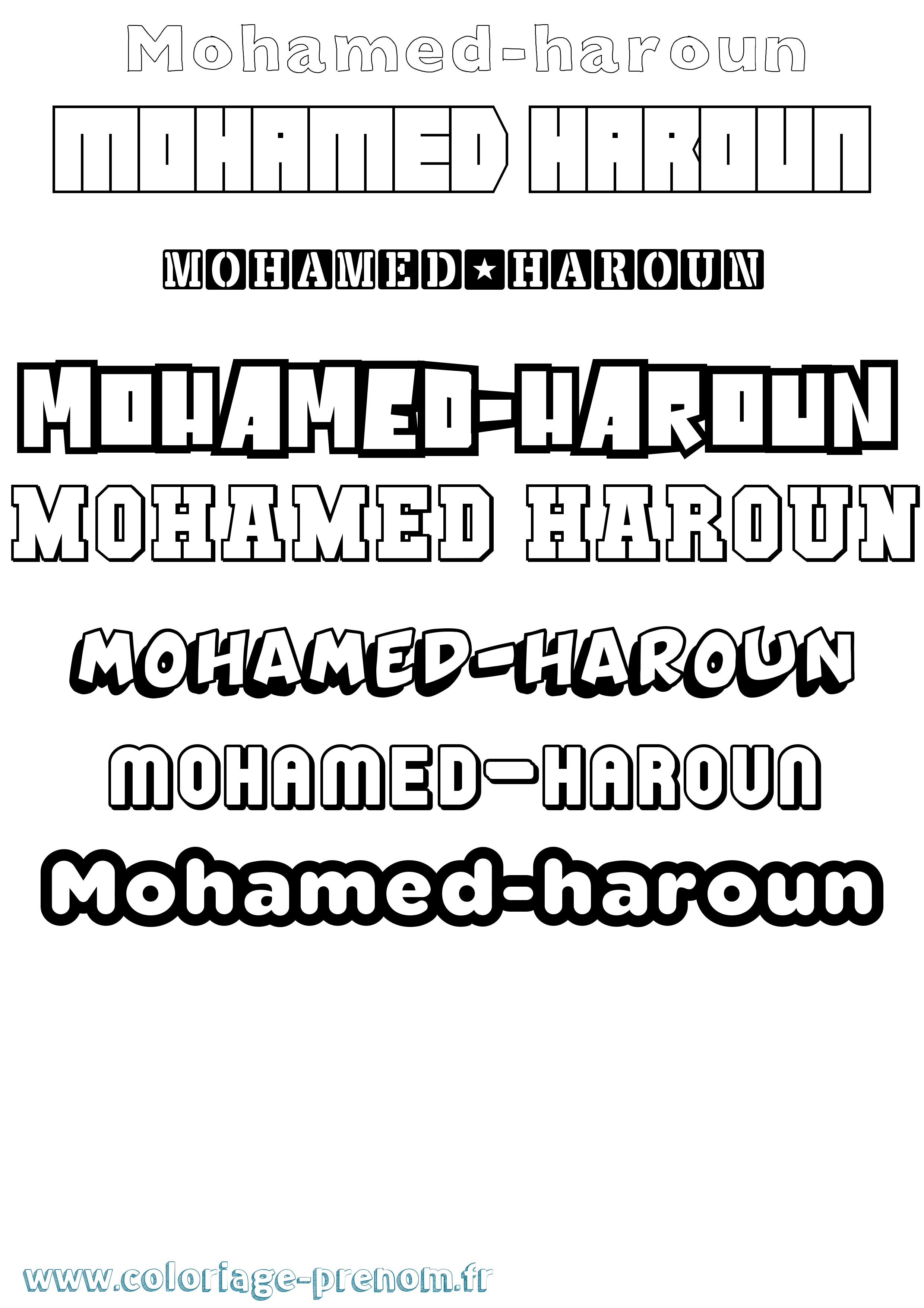 Coloriage Mohamed-Haroun Simple Coloriage prénom Mohamed-Haroun Simple