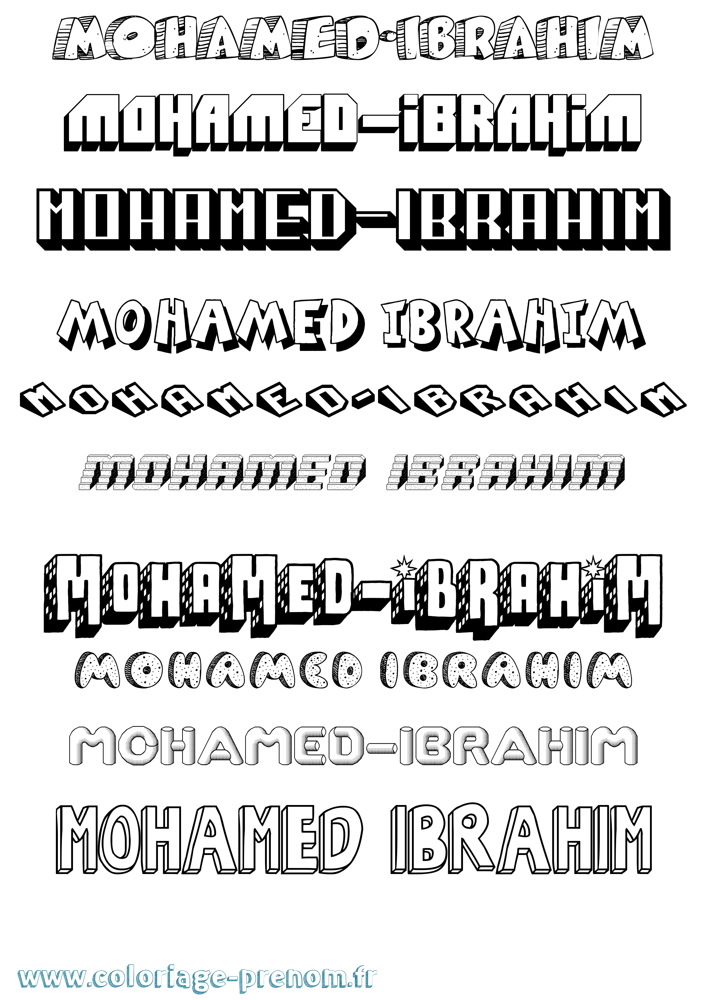 Coloriage Mohamed-Ibrahim Effet 3D Coloriage prénom Mohamed-Ibrahim Effet 3D