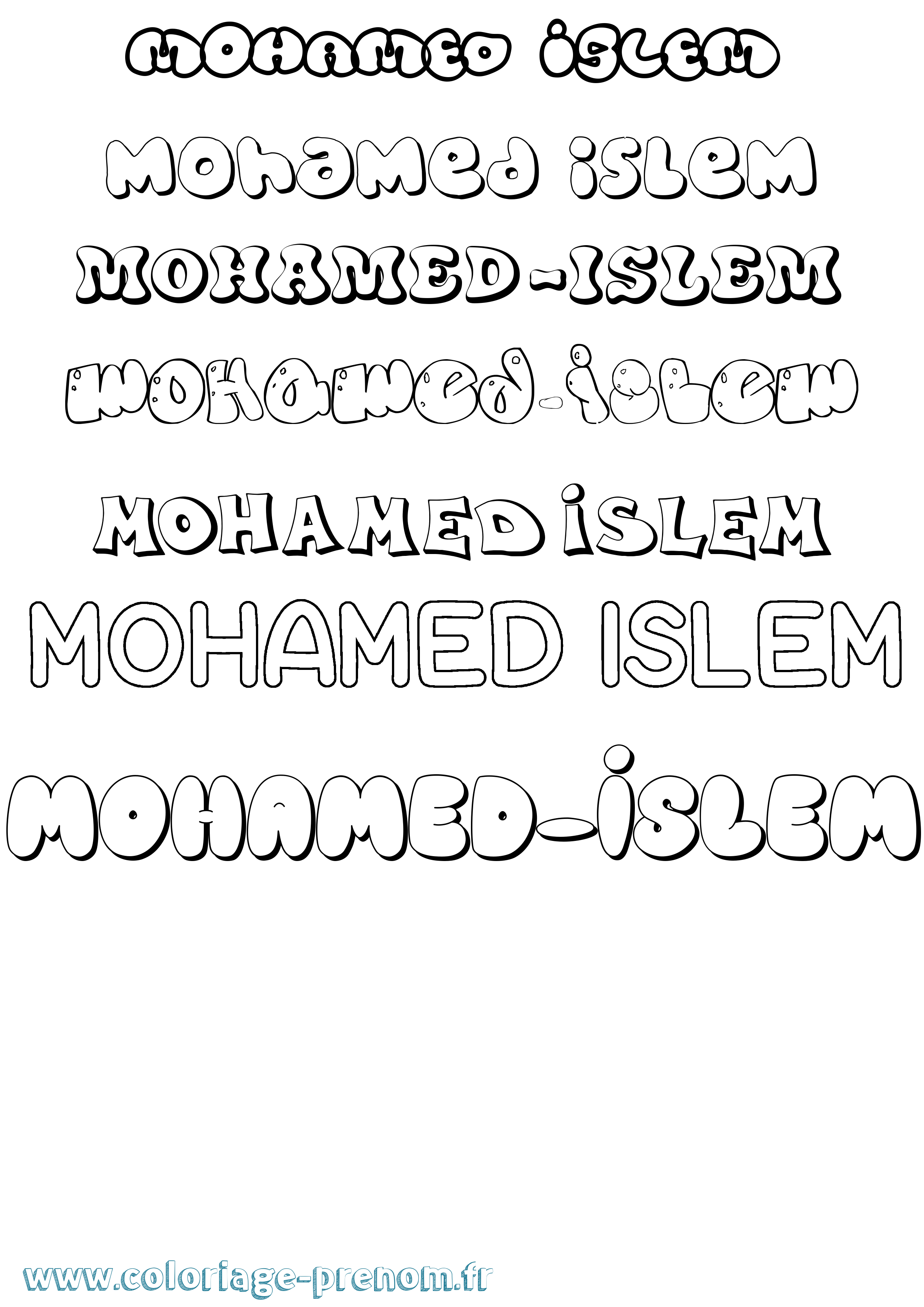 Coloriage Mohamed-Islem Bubble Coloriage prénom Mohamed-Islem Bubble