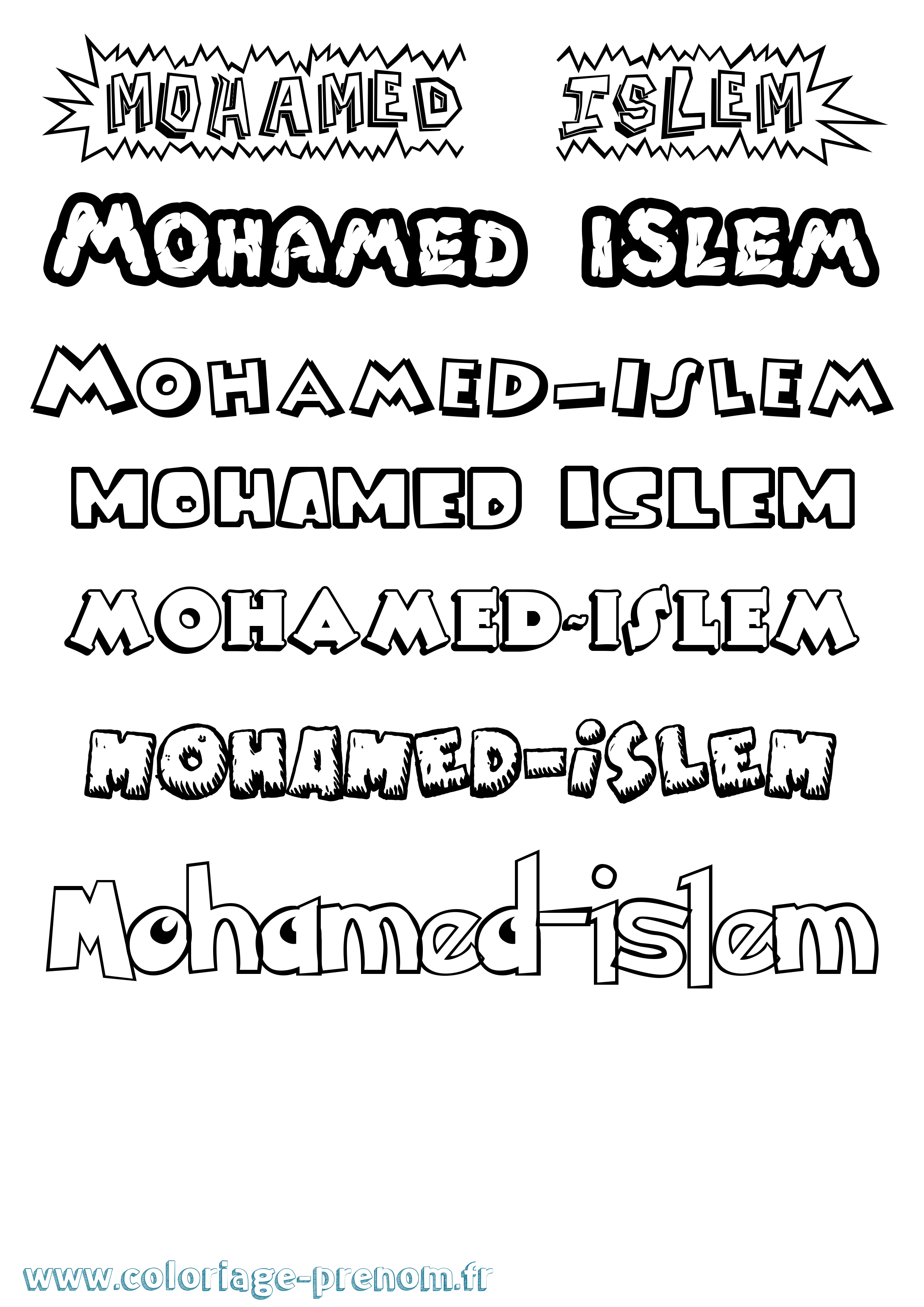 Coloriage Mohamed-Islem Dessin Animé Coloriage prénom Mohamed-Islem Dessin Animé
