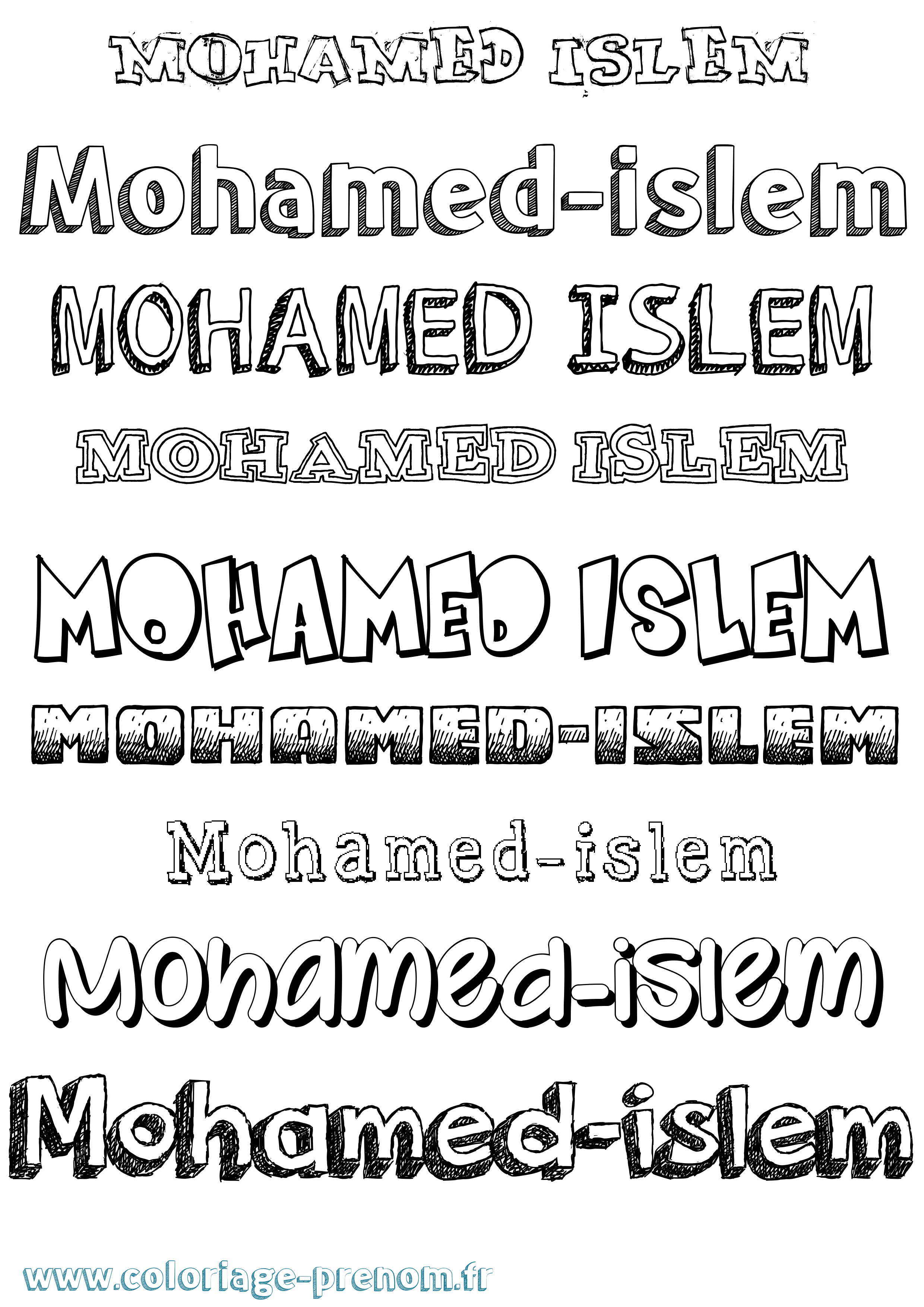 Coloriage Mohamed-Islem Dessiné Coloriage prénom Mohamed-Islem Dessiné