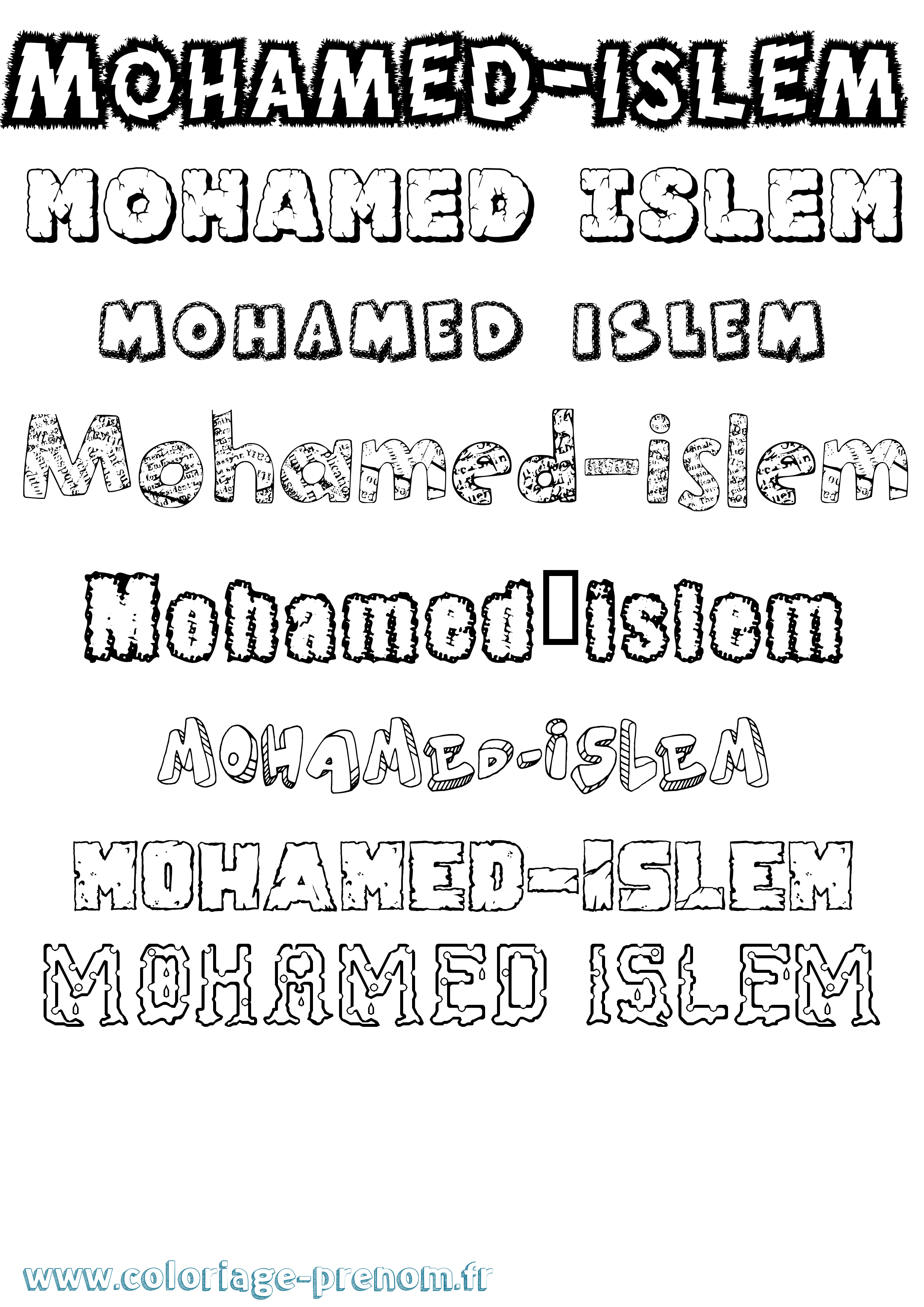 Coloriage Mohamed-Islem Destructuré Coloriage prénom Mohamed-Islem Destructuré
