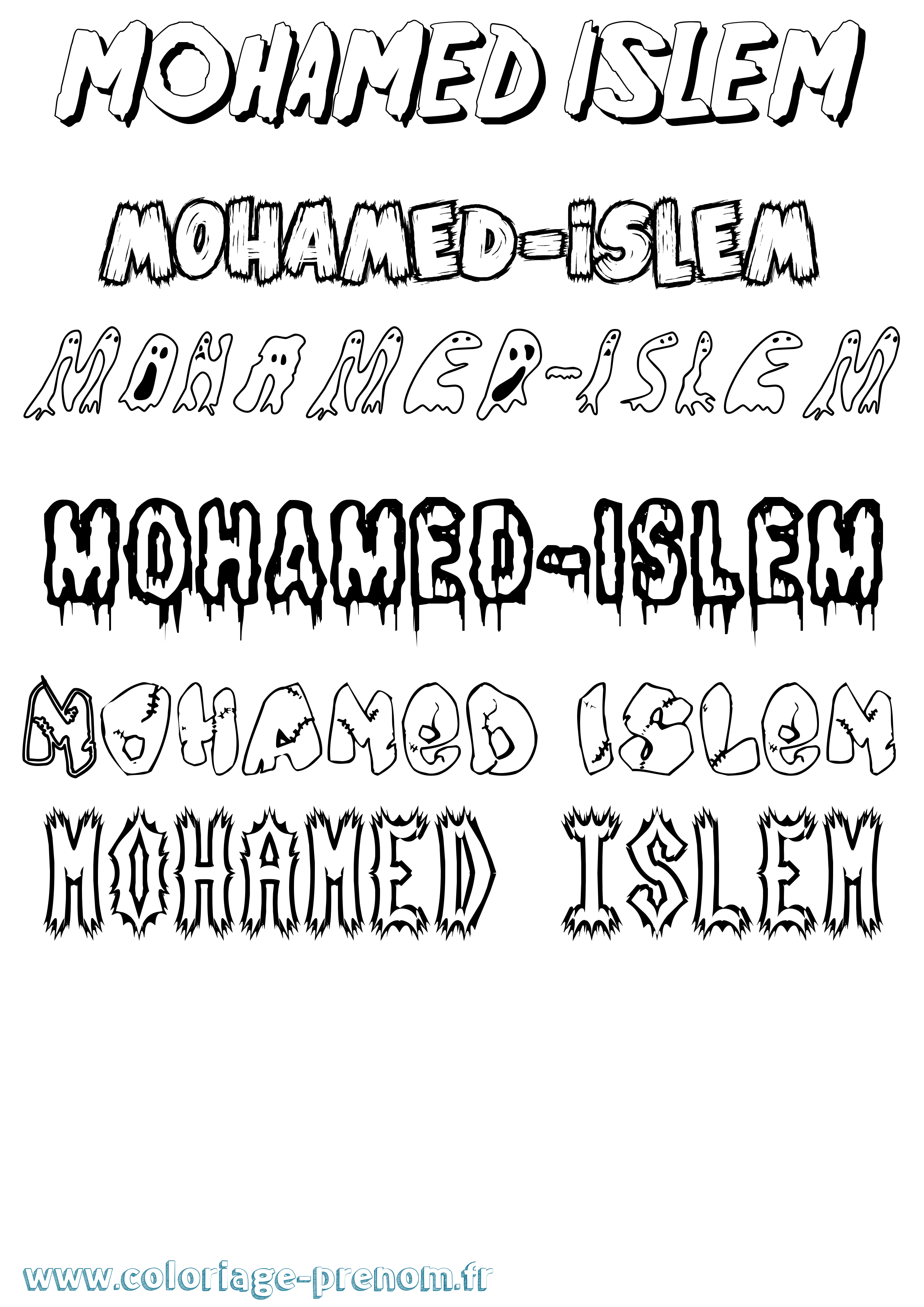 Coloriage Mohamed-Islem Frisson Coloriage prénom Mohamed-Islem Frisson