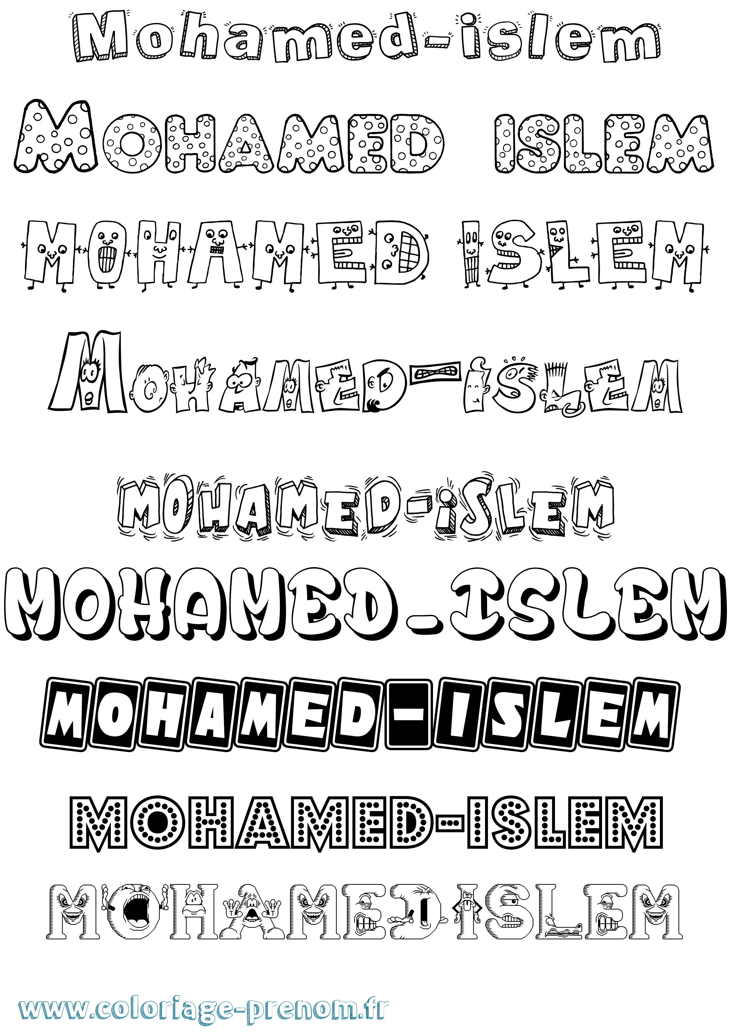 Coloriage Mohamed-Islem Fun Coloriage prénom Mohamed-Islem Fun
