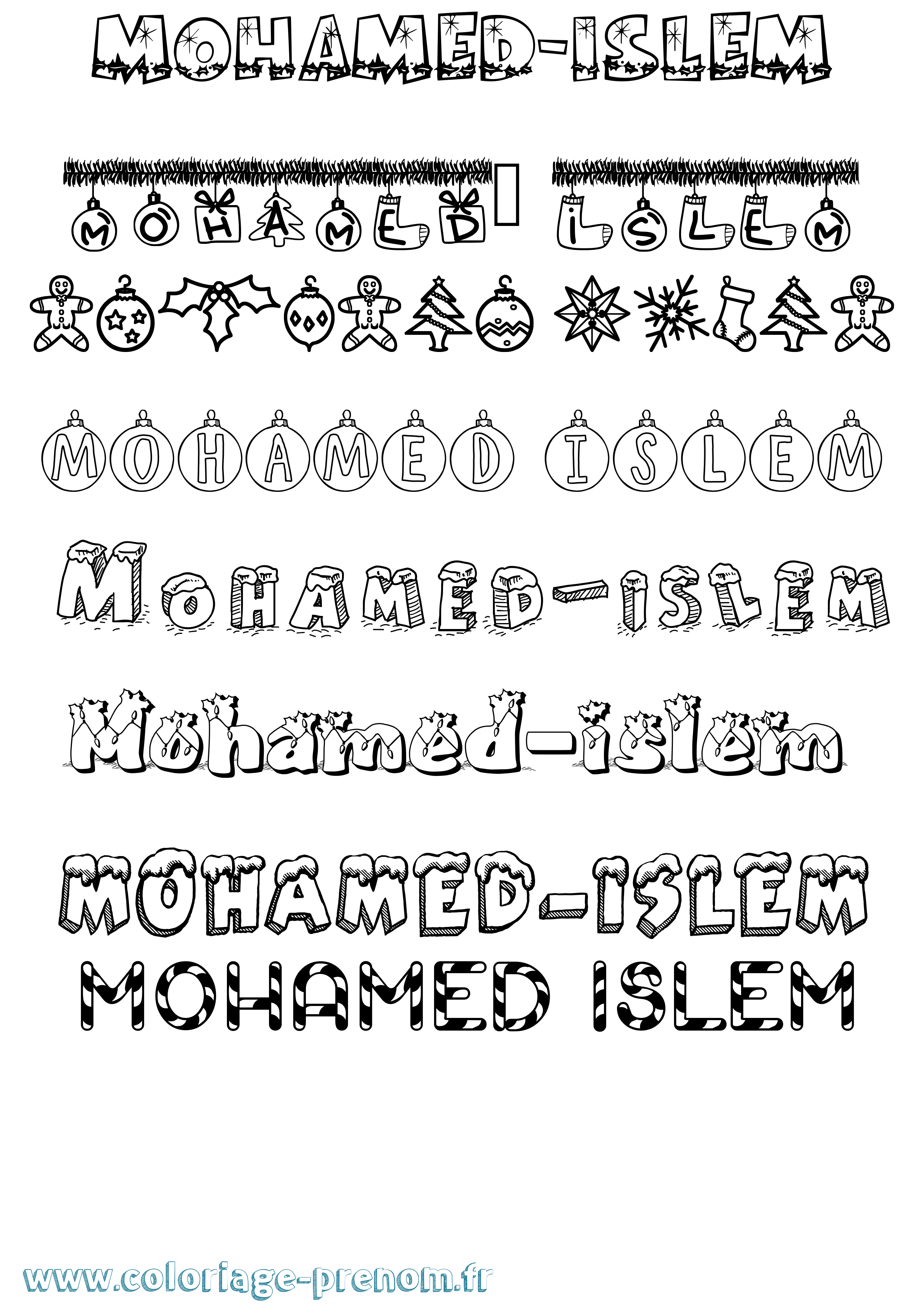 Coloriage Mohamed-Islem Noël Coloriage prénom Mohamed-Islem Noël