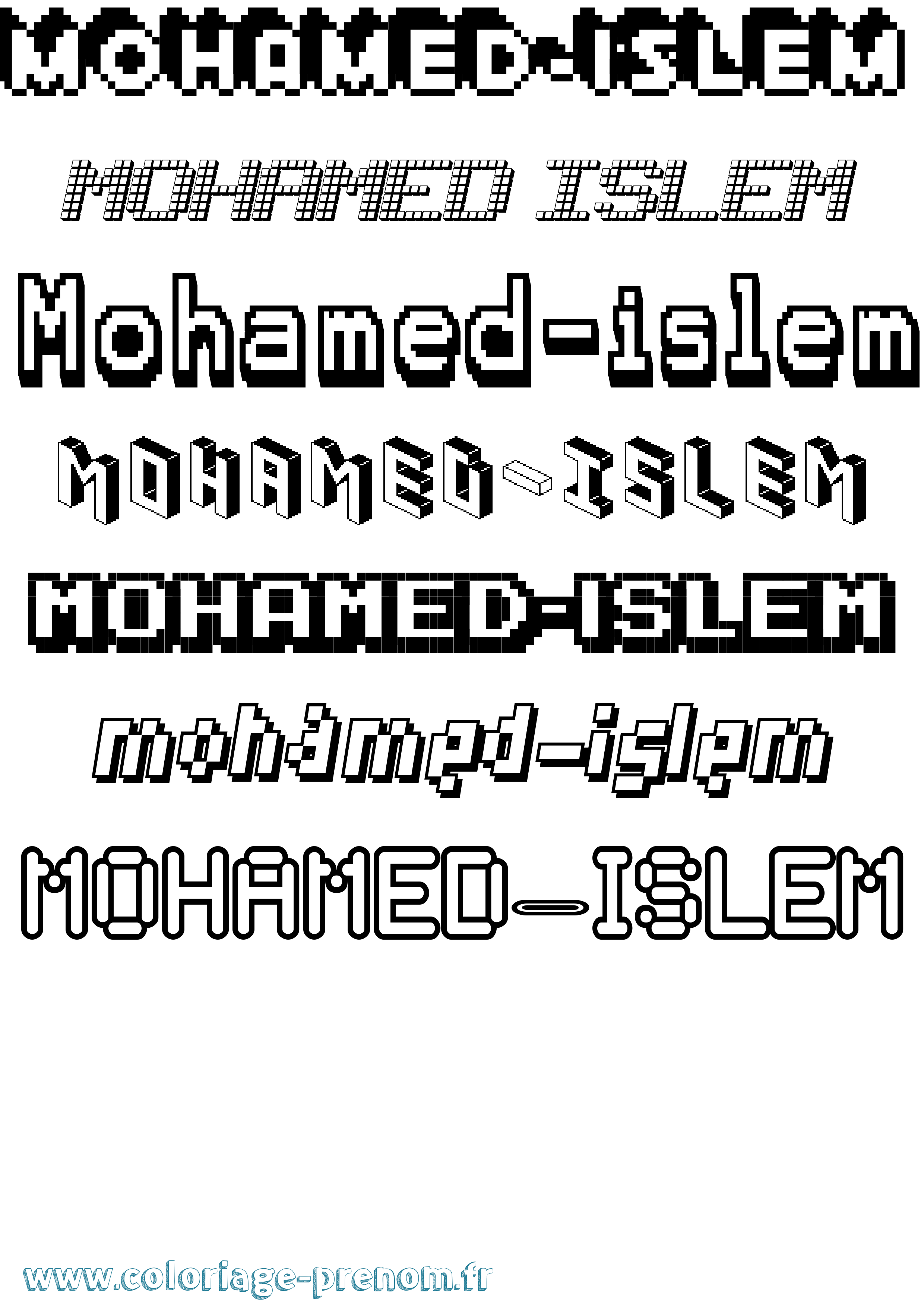 Coloriage Mohamed-Islem Pixel Coloriage prénom Mohamed-Islem Pixel
