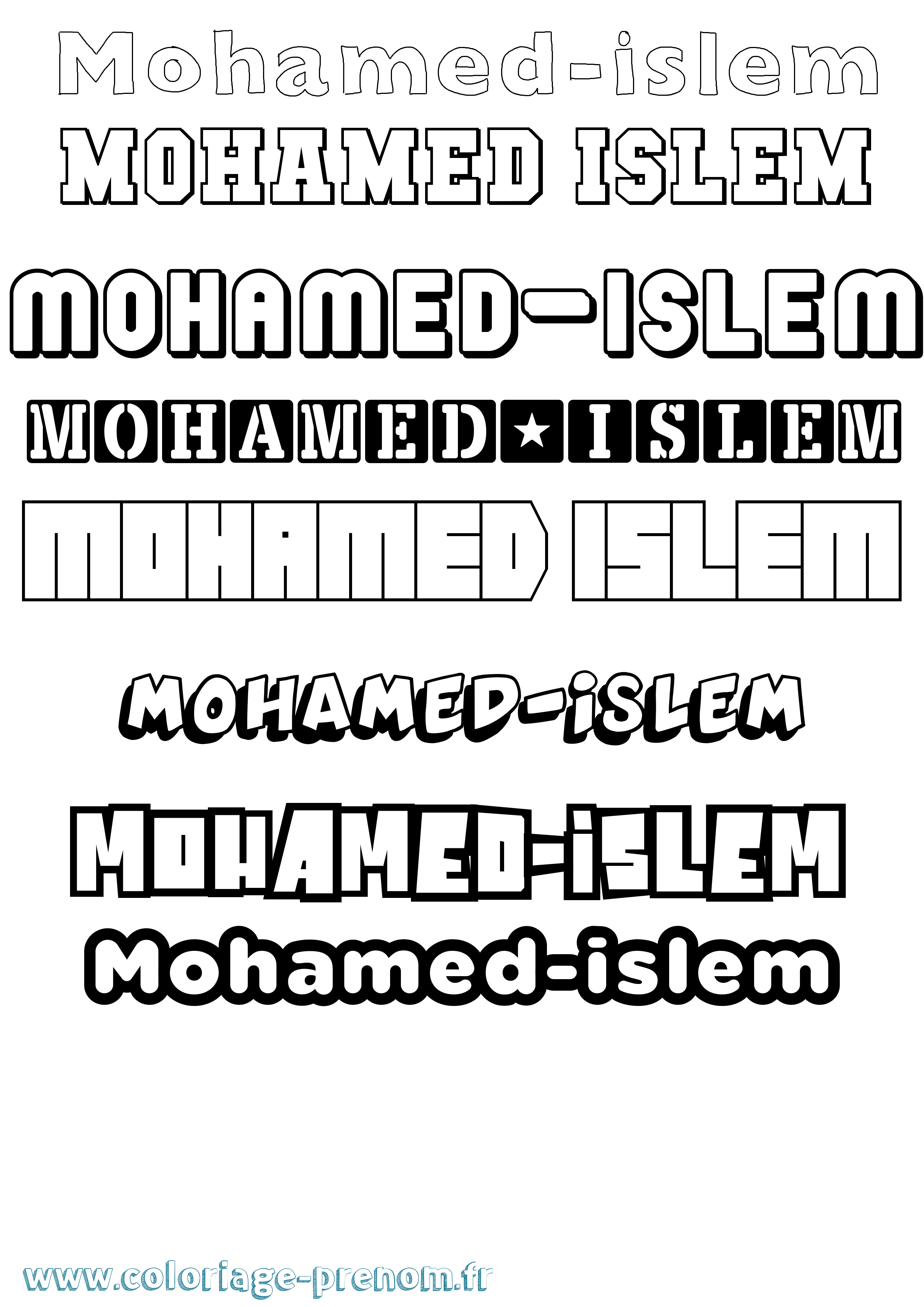 Coloriage Mohamed-Islem Simple Coloriage prénom Mohamed-Islem Simple