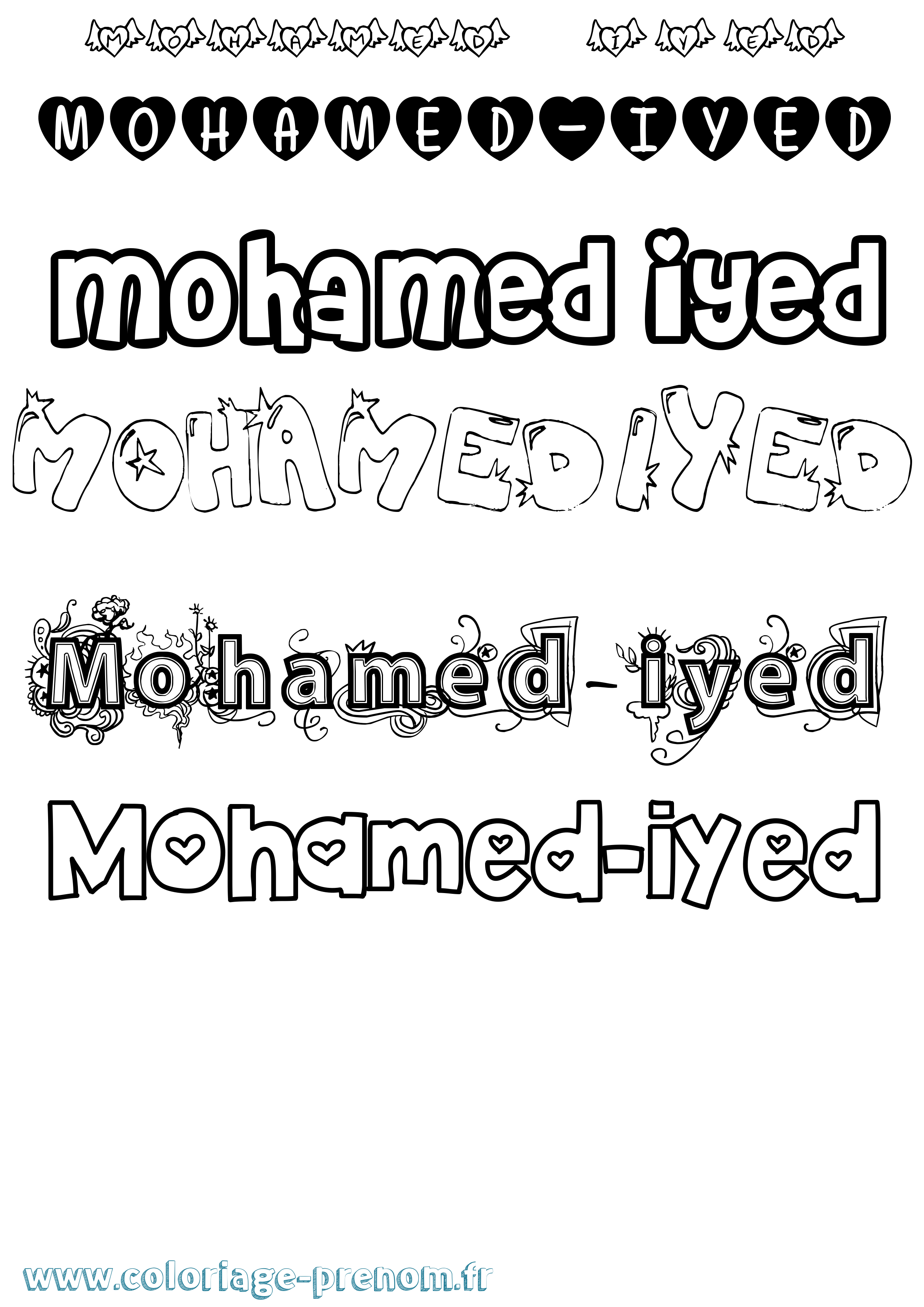 Coloriage Mohamed-Iyed Girly Coloriage prénom Mohamed-Iyed Girly