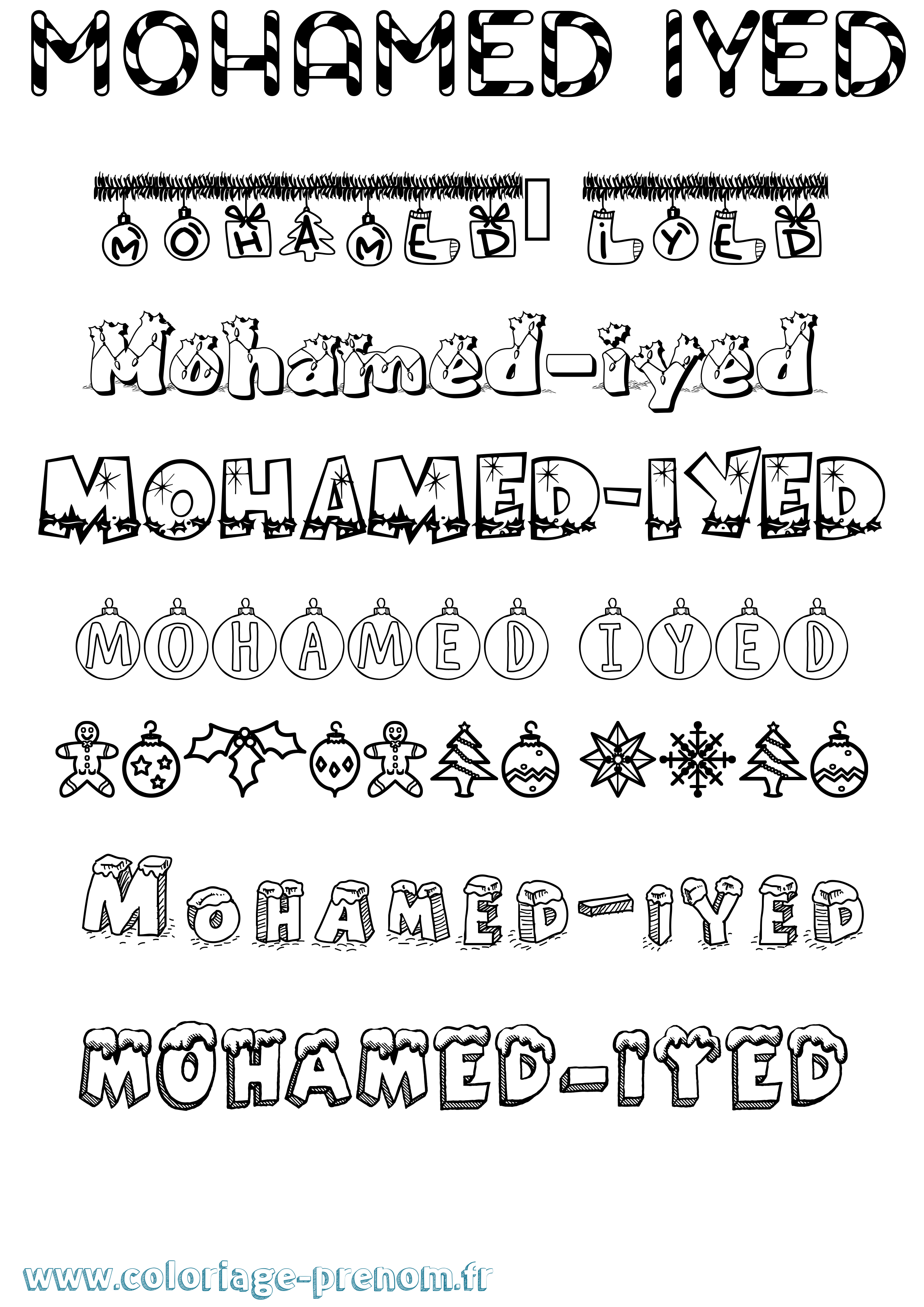 Coloriage Mohamed-Iyed Noël Coloriage prénom Mohamed-Iyed Noël