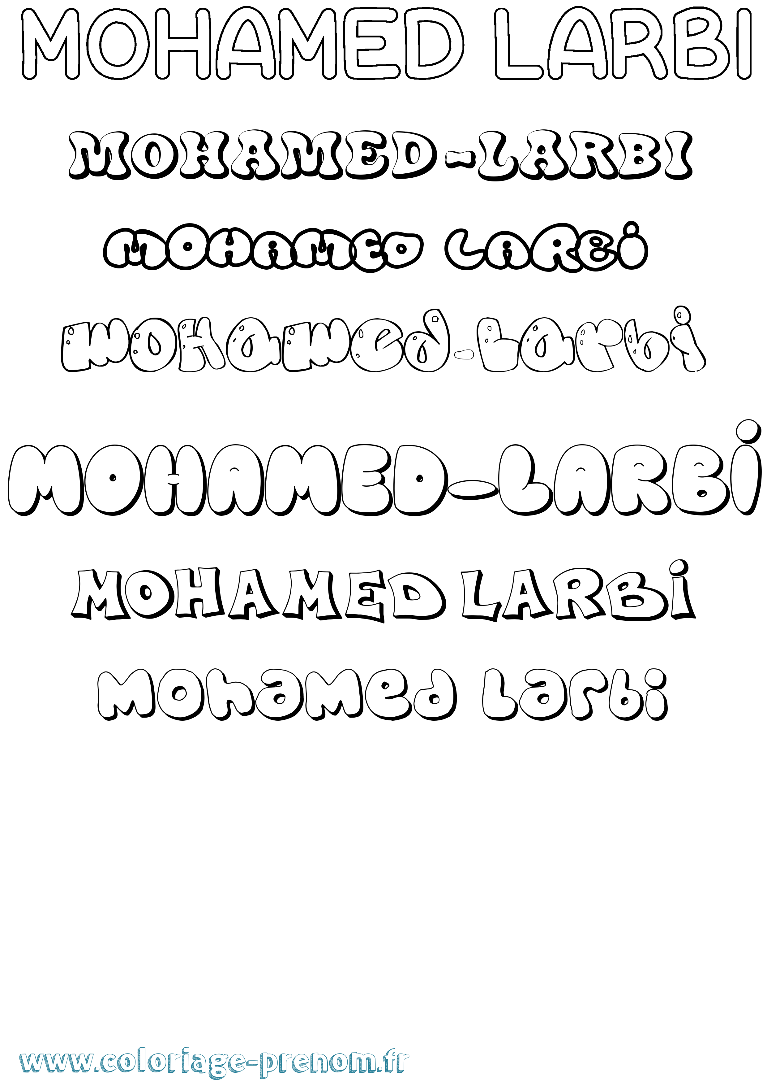 Coloriage Mohamed-Larbi Bubble Coloriage prénom Mohamed-Larbi Bubble