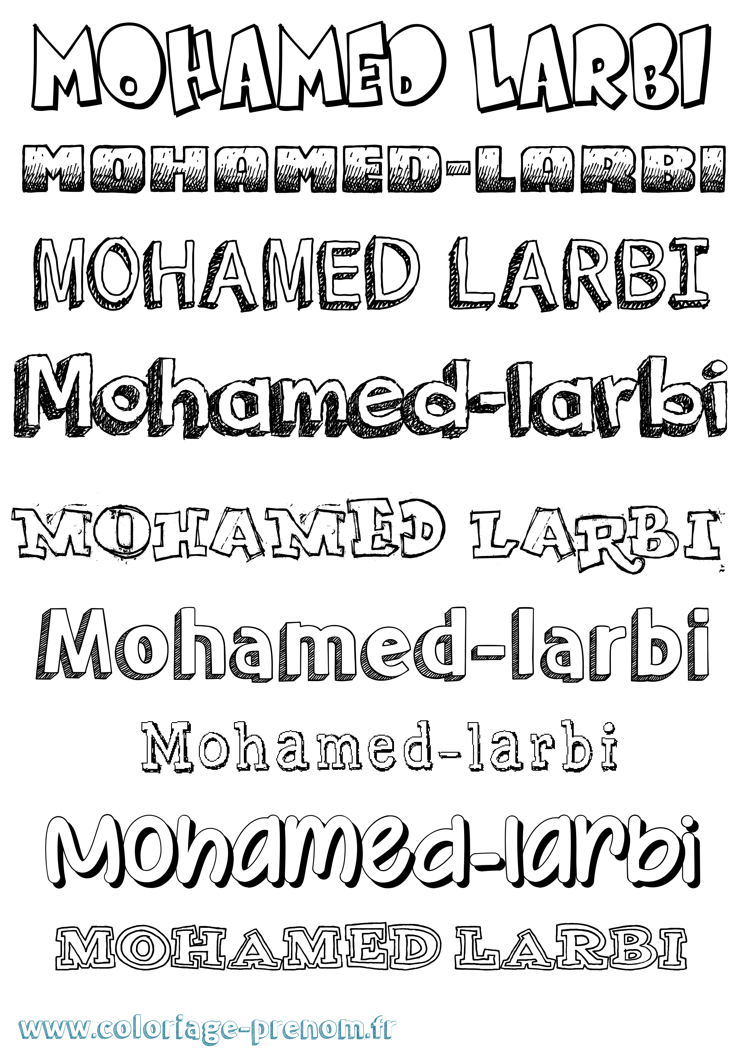 Coloriage Mohamed-Larbi Dessiné Coloriage prénom Mohamed-Larbi Dessiné