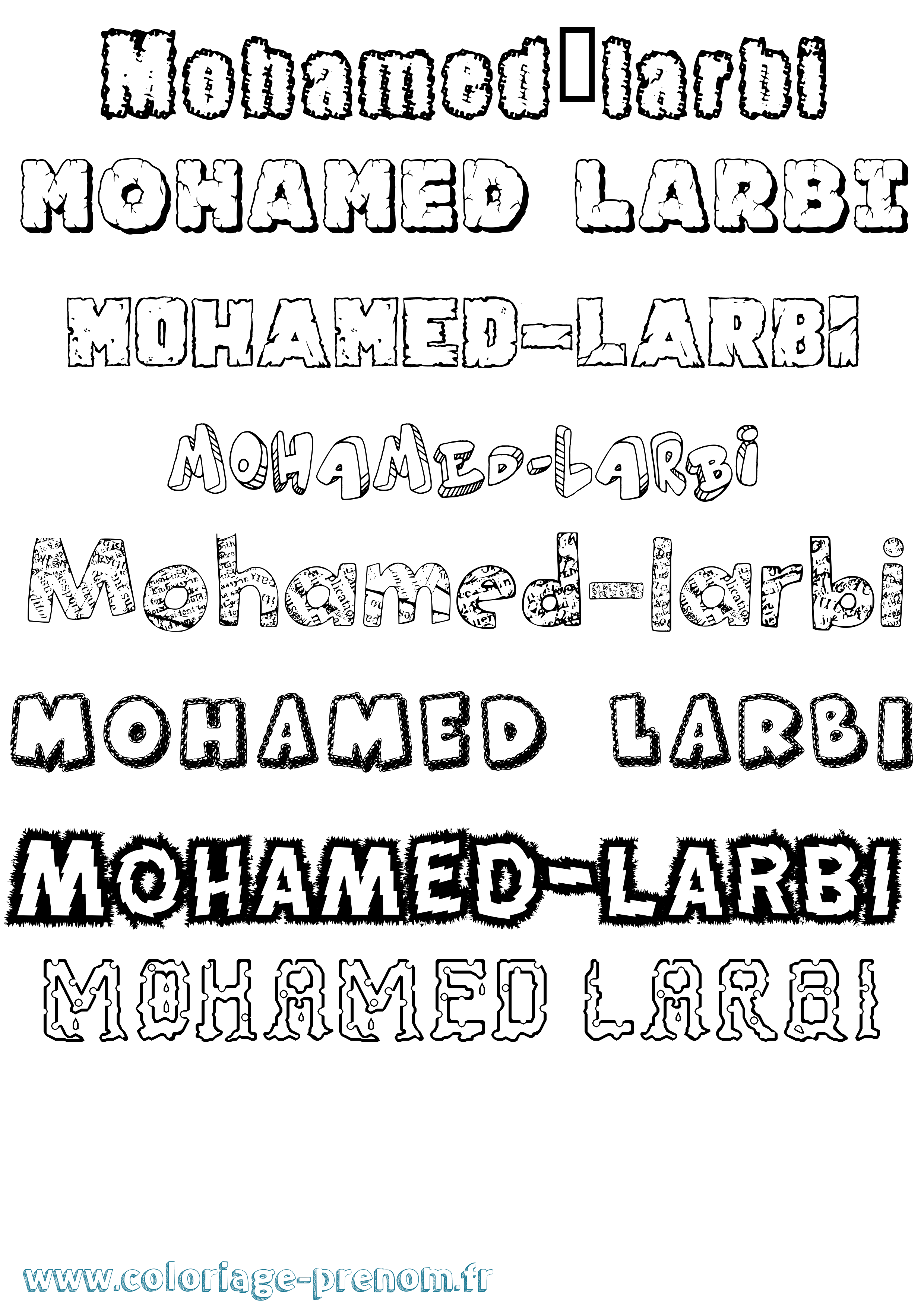 Coloriage Mohamed-Larbi Destructuré Coloriage prénom Mohamed-Larbi Destructuré