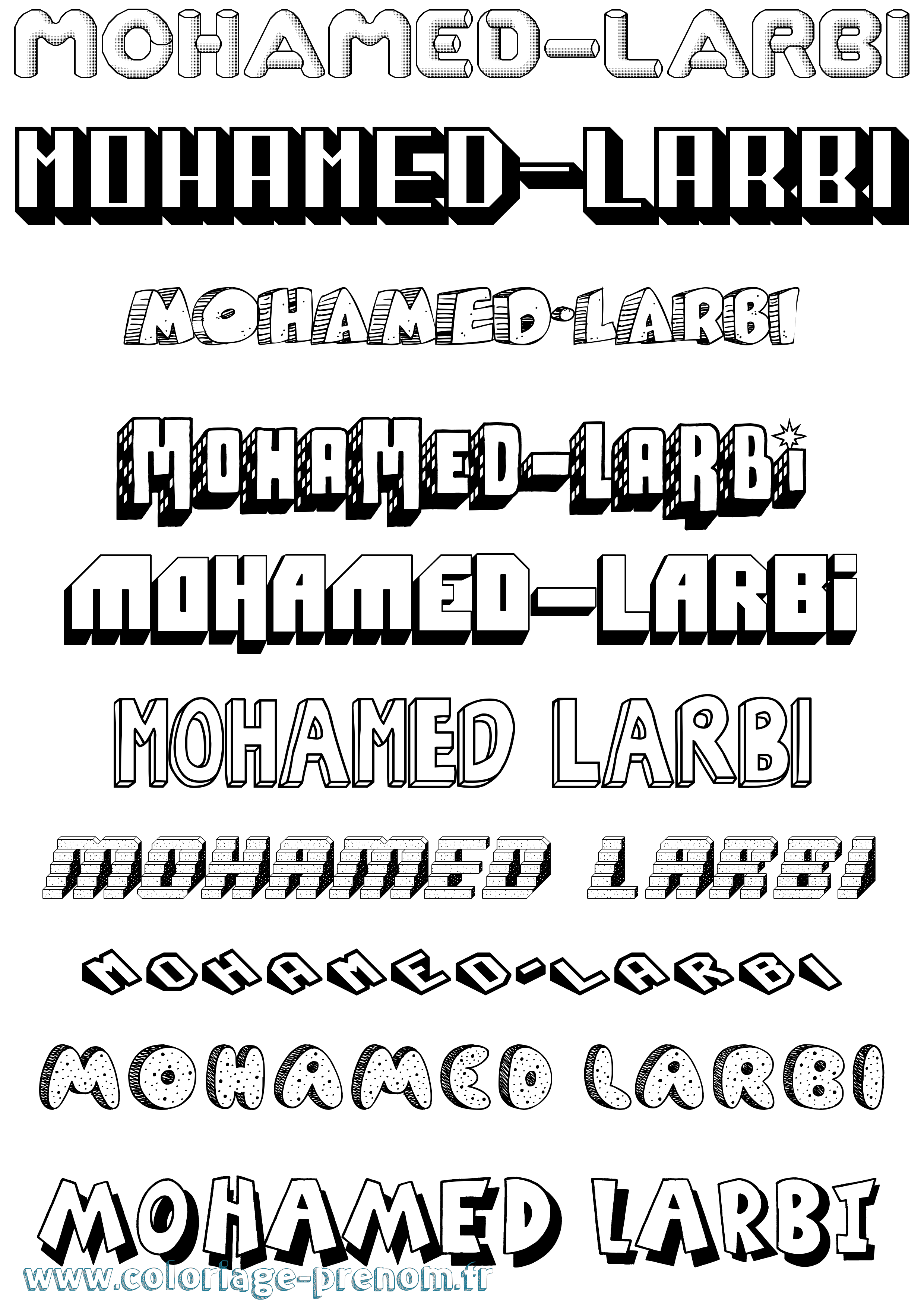 Coloriage Mohamed-Larbi Effet 3D Coloriage prénom Mohamed-Larbi Effet 3D