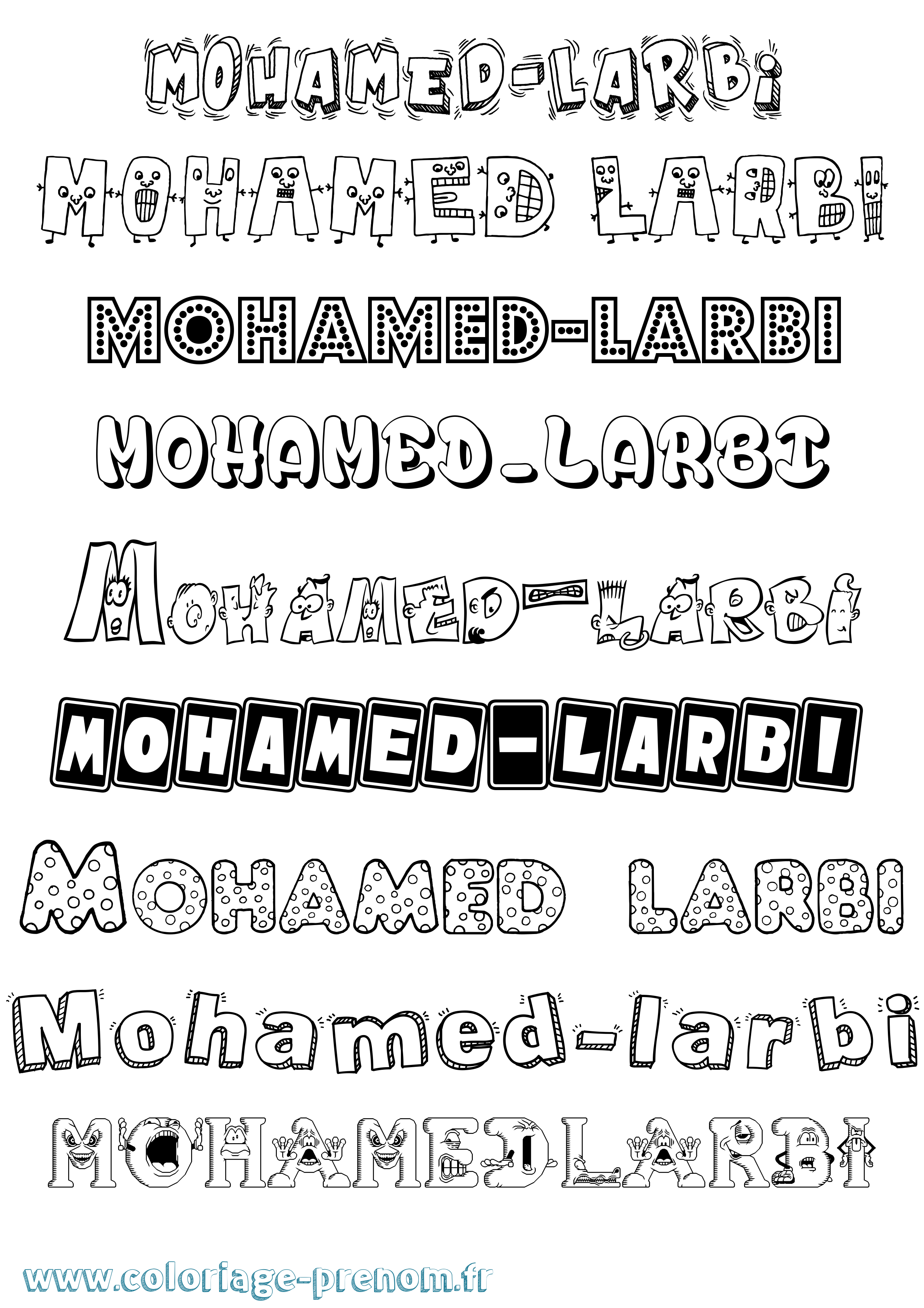 Coloriage Mohamed-Larbi Fun Coloriage prénom Mohamed-Larbi Fun