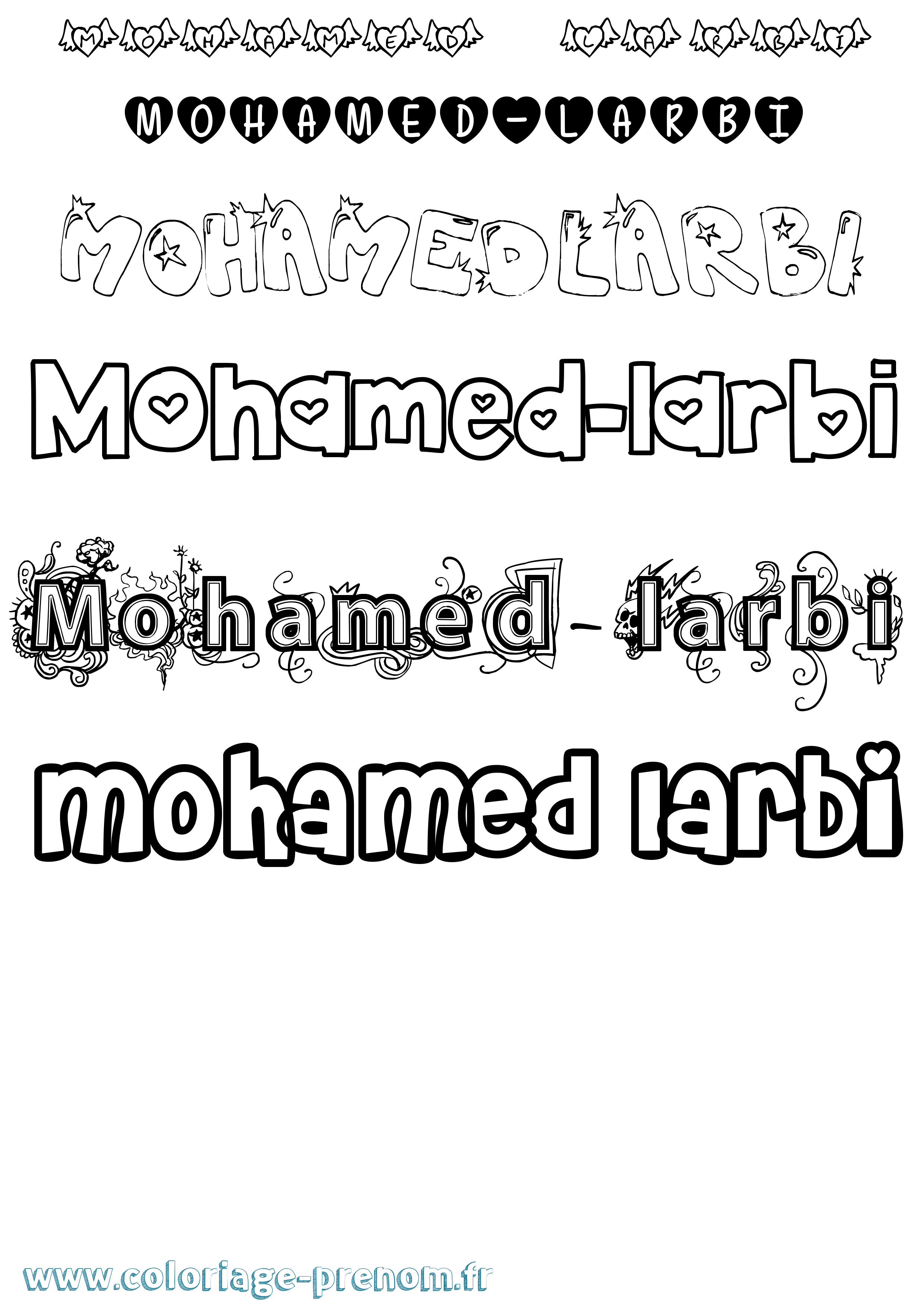 Coloriage Mohamed-Larbi Girly Coloriage prénom Mohamed-Larbi Girly