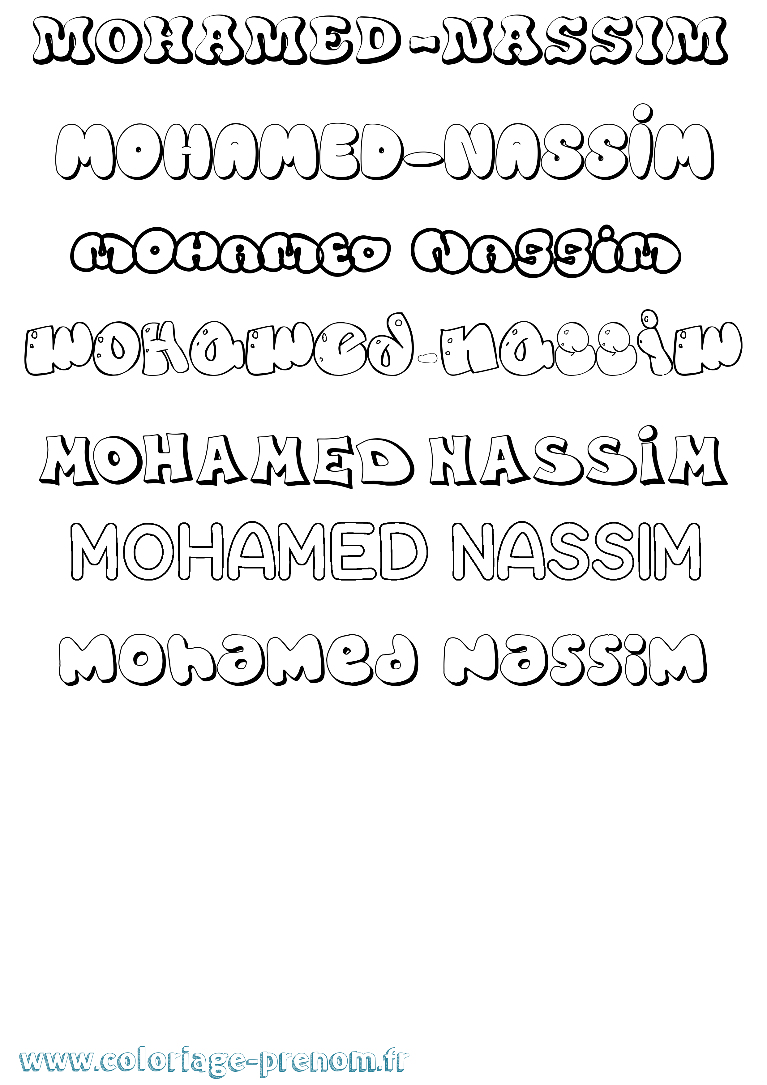Coloriage Mohamed-Nassim Bubble Coloriage prénom Mohamed-Nassim Bubble