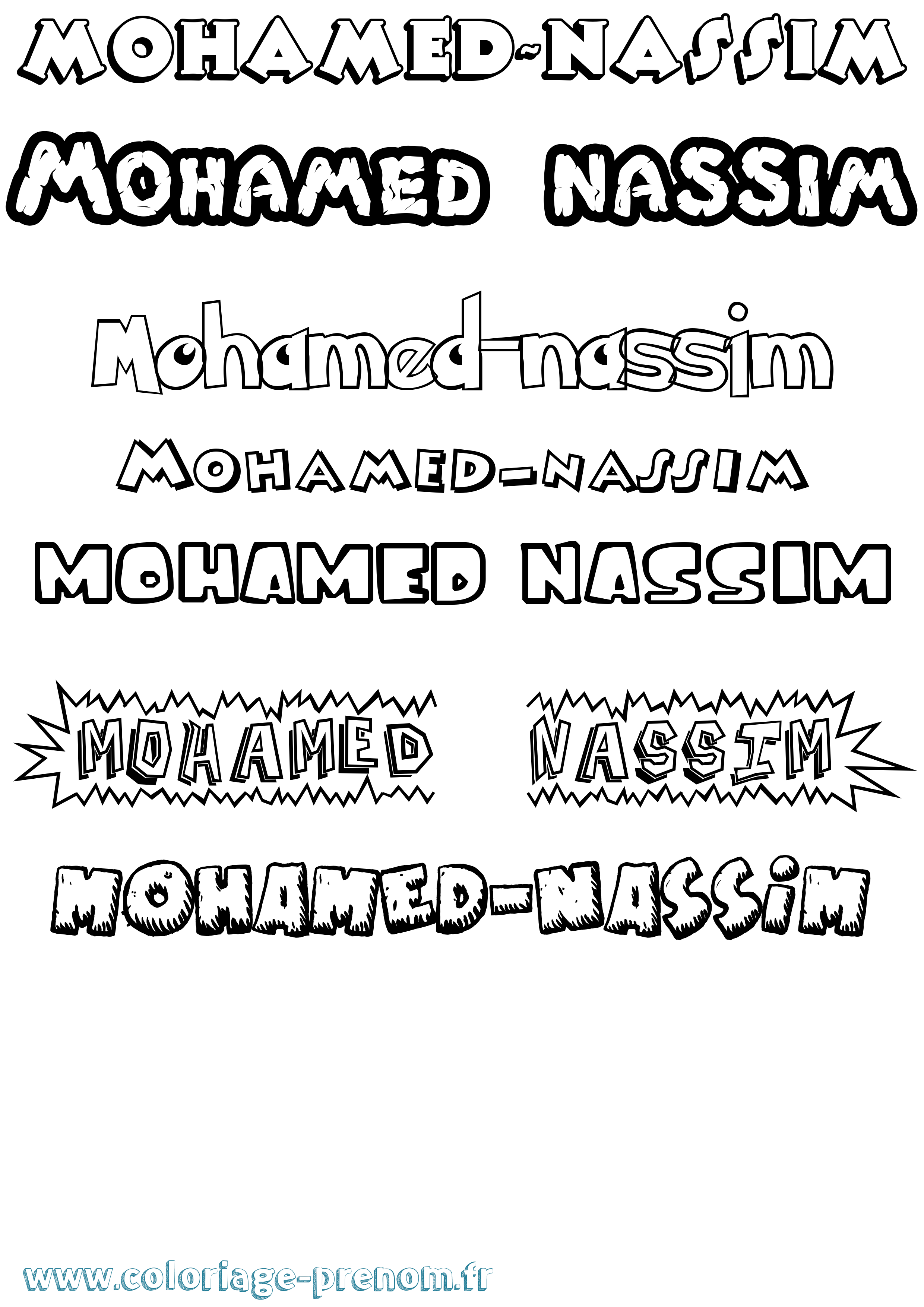 Coloriage Mohamed-Nassim Dessin Animé Coloriage prénom Mohamed-Nassim Dessin Animé