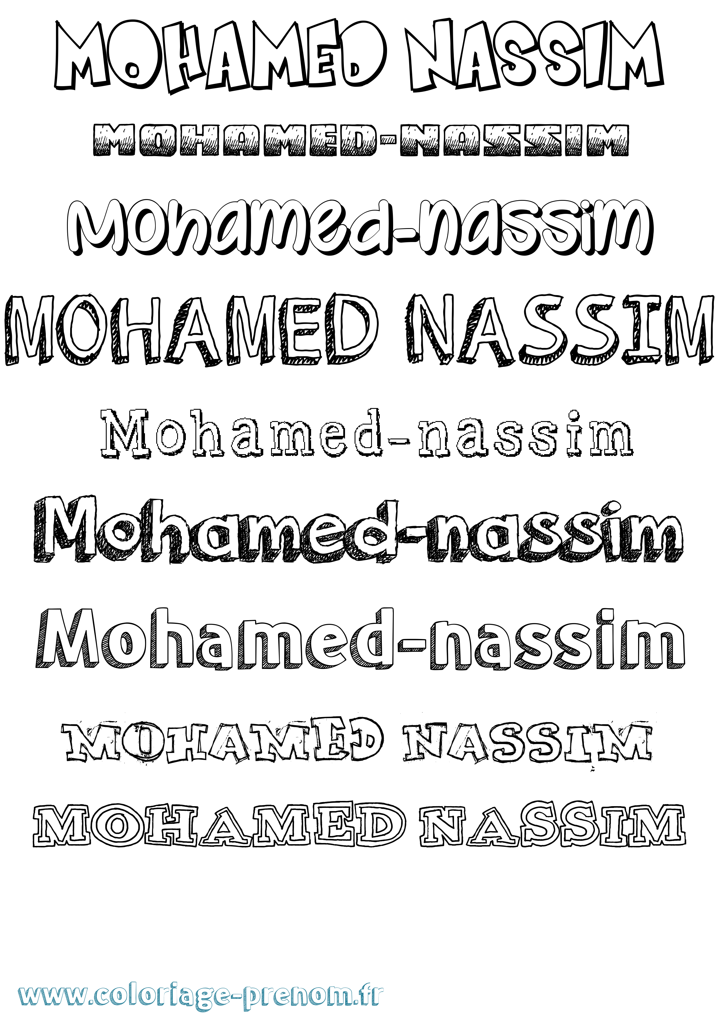 Coloriage Mohamed-Nassim Dessiné Coloriage prénom Mohamed-Nassim Dessiné