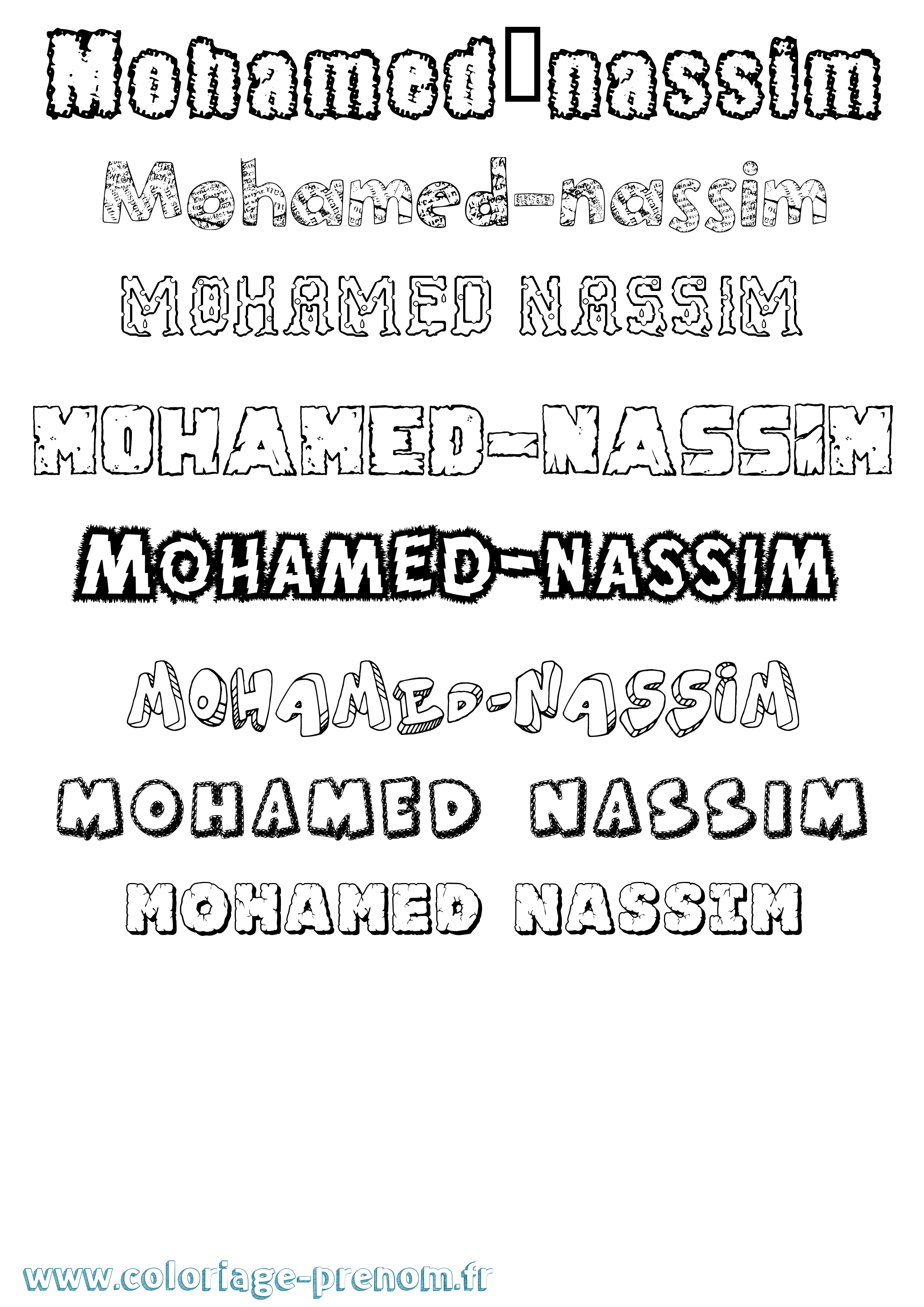 Coloriage Mohamed-Nassim Destructuré Coloriage prénom Mohamed-Nassim Destructuré
