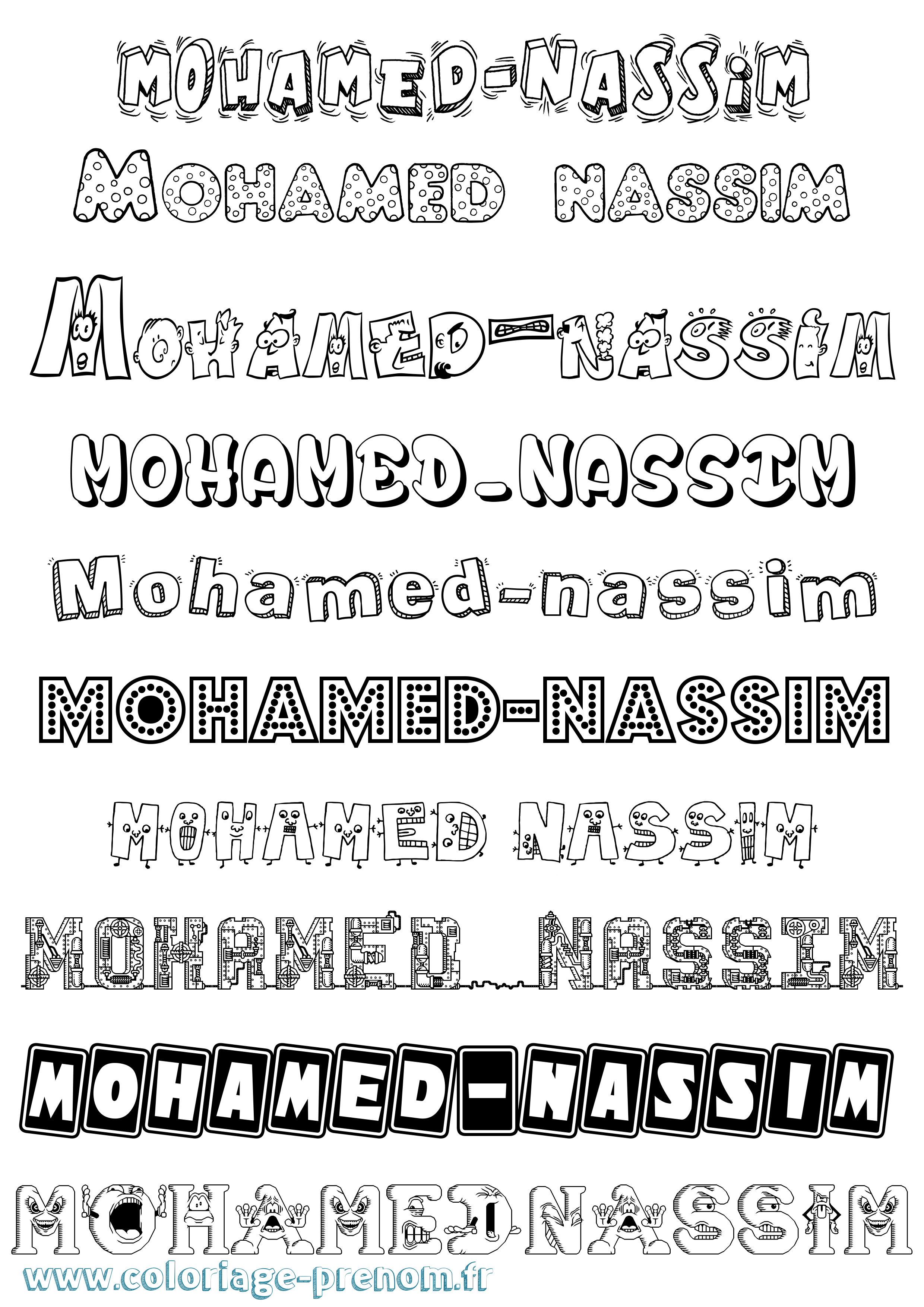 Coloriage Mohamed-Nassim Fun Coloriage prénom Mohamed-Nassim Fun