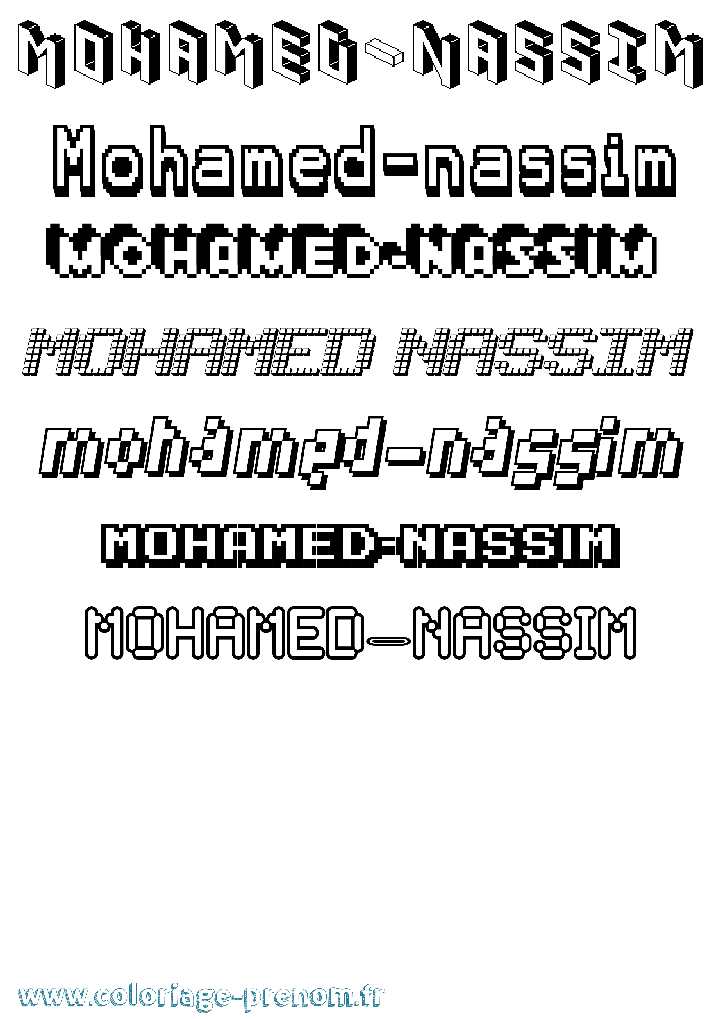 Coloriage Mohamed-Nassim Pixel Coloriage prénom Mohamed-Nassim Pixel
