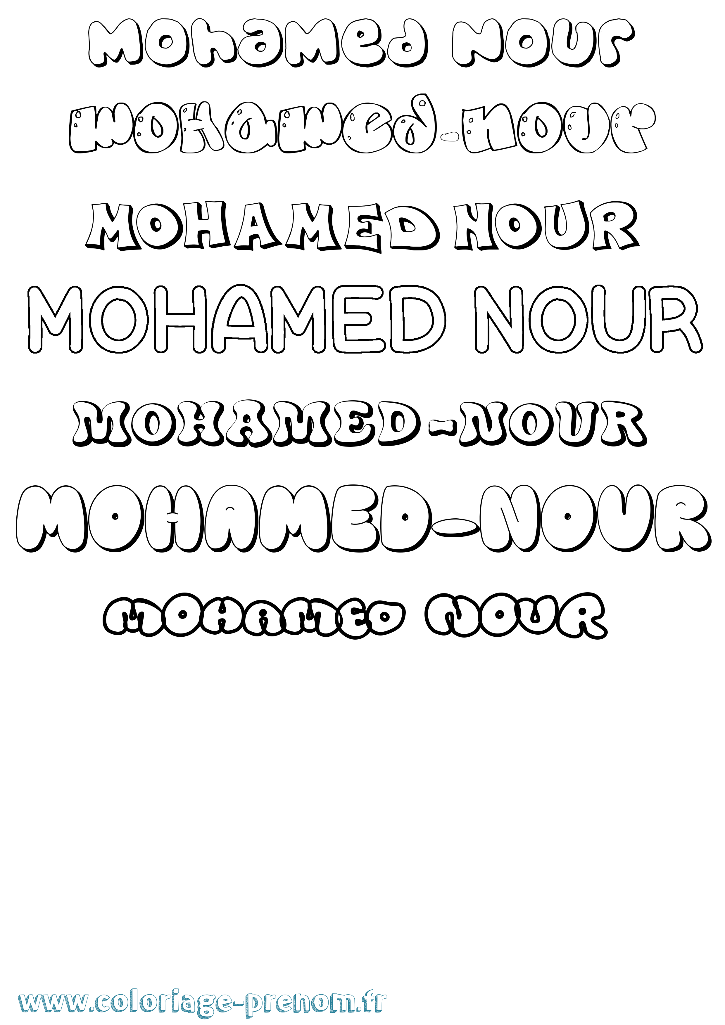 Coloriage Mohamed-Nour Bubble Coloriage prénom Mohamed-Nour Bubble
