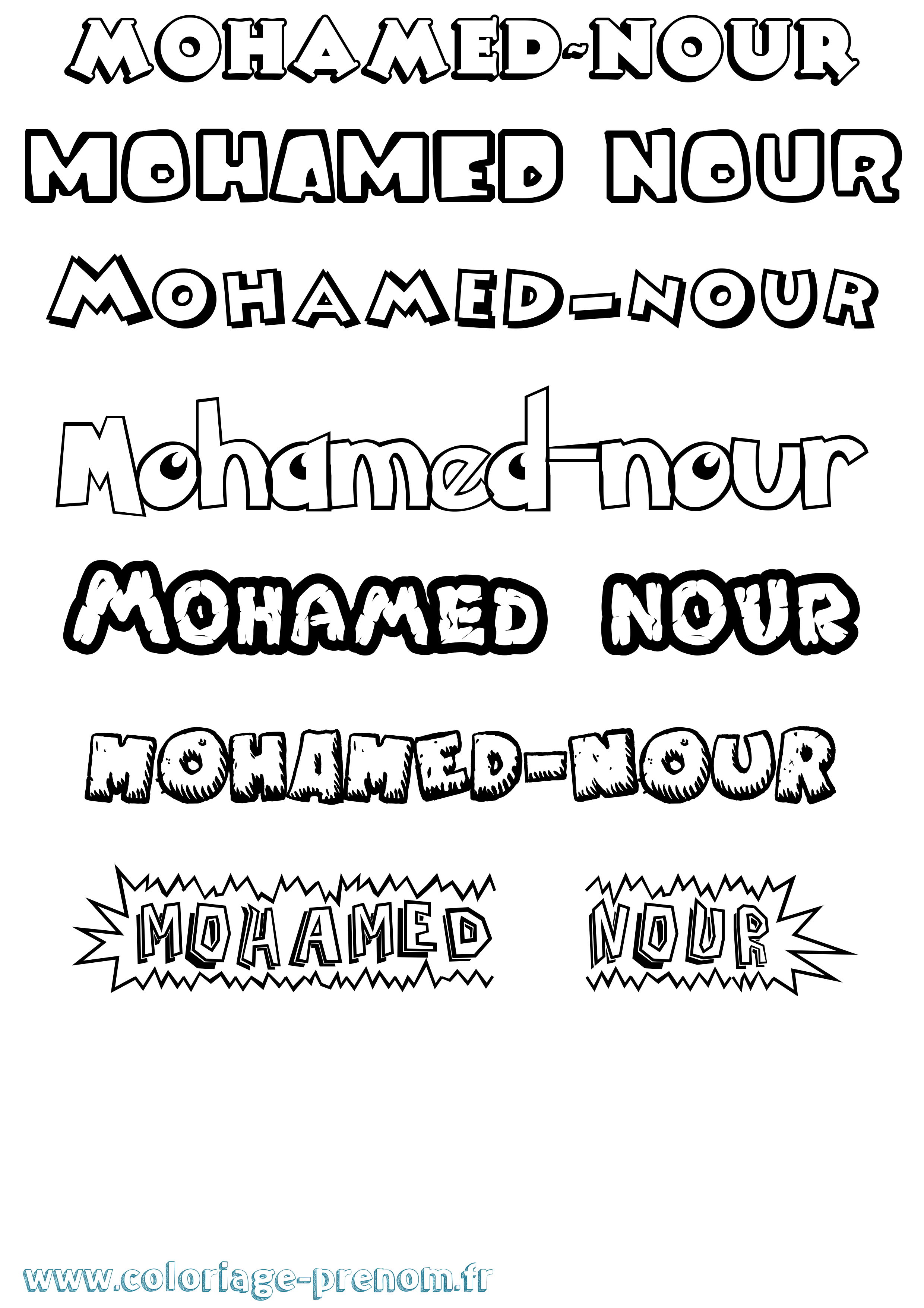 Coloriage Mohamed-Nour Dessin Animé Coloriage prénom Mohamed-Nour Dessin Animé