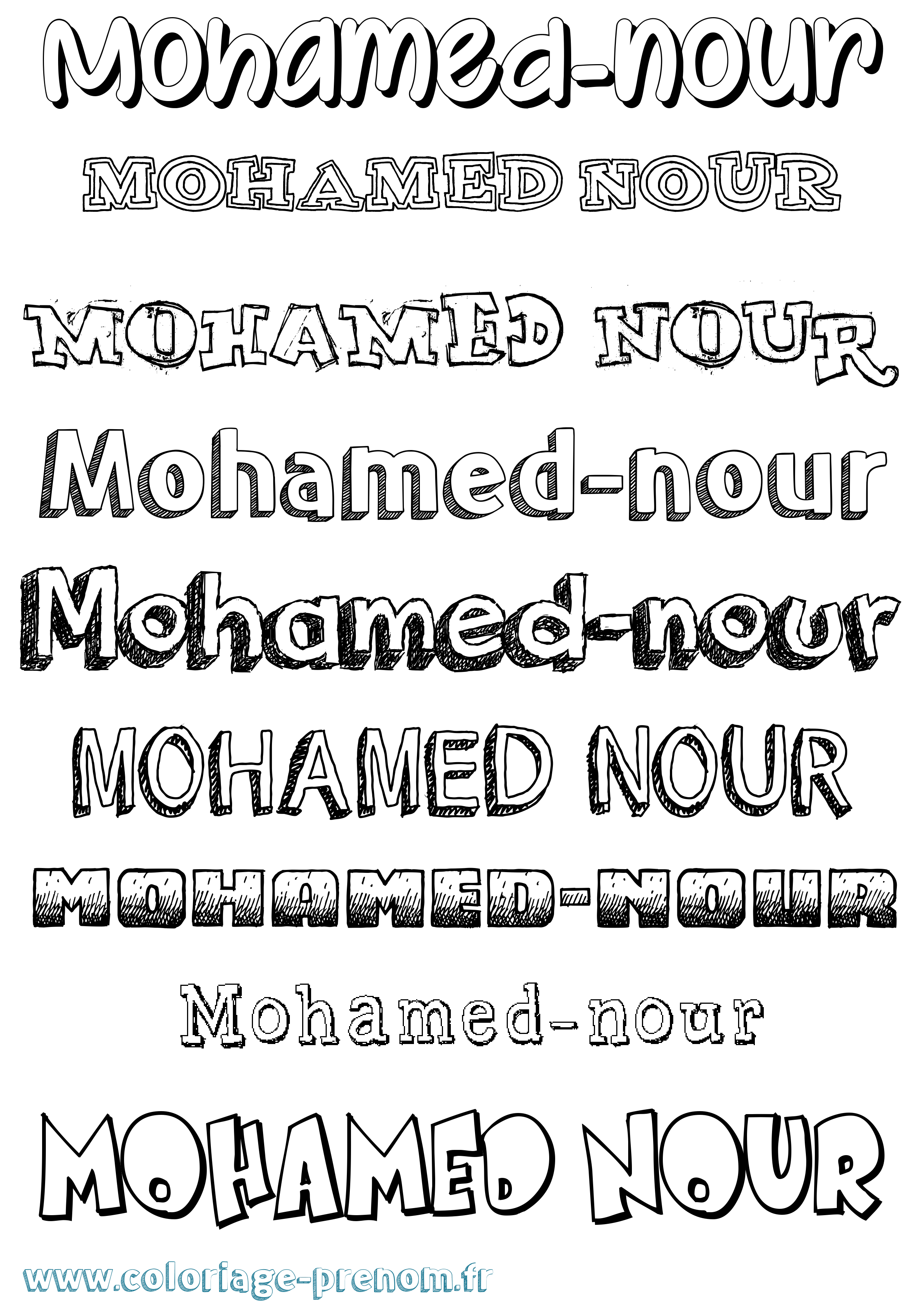 Coloriage Mohamed-Nour Dessiné Coloriage prénom Mohamed-Nour Dessiné