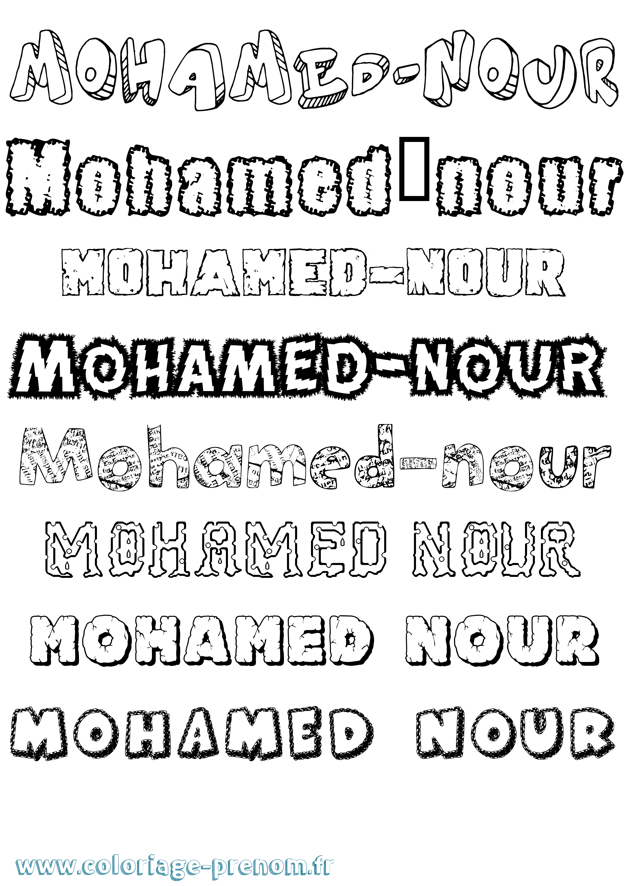 Coloriage Mohamed-Nour Destructuré Coloriage prénom Mohamed-Nour Destructuré