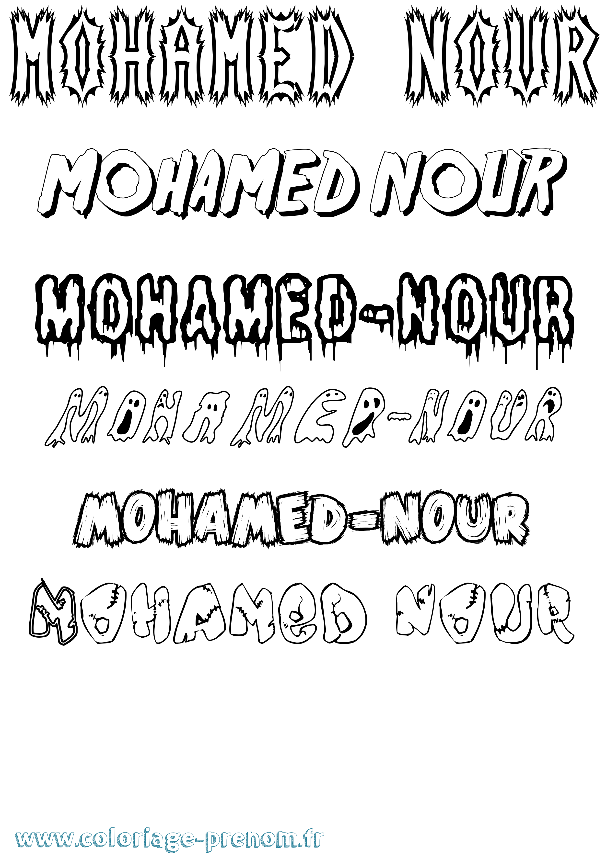 Coloriage Mohamed-Nour Frisson Coloriage prénom Mohamed-Nour Frisson
