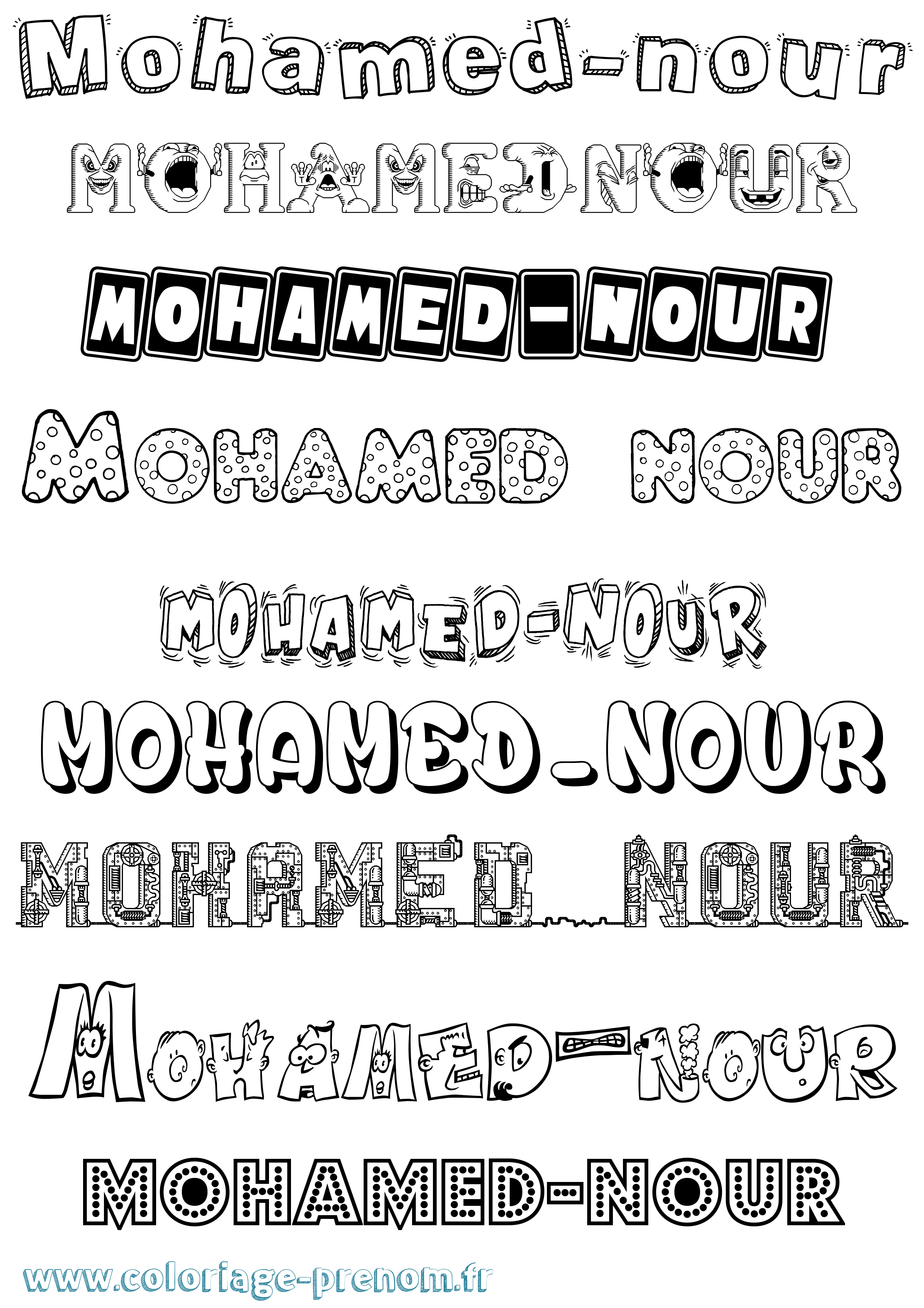 Coloriage Mohamed-Nour Fun Coloriage prénom Mohamed-Nour Fun