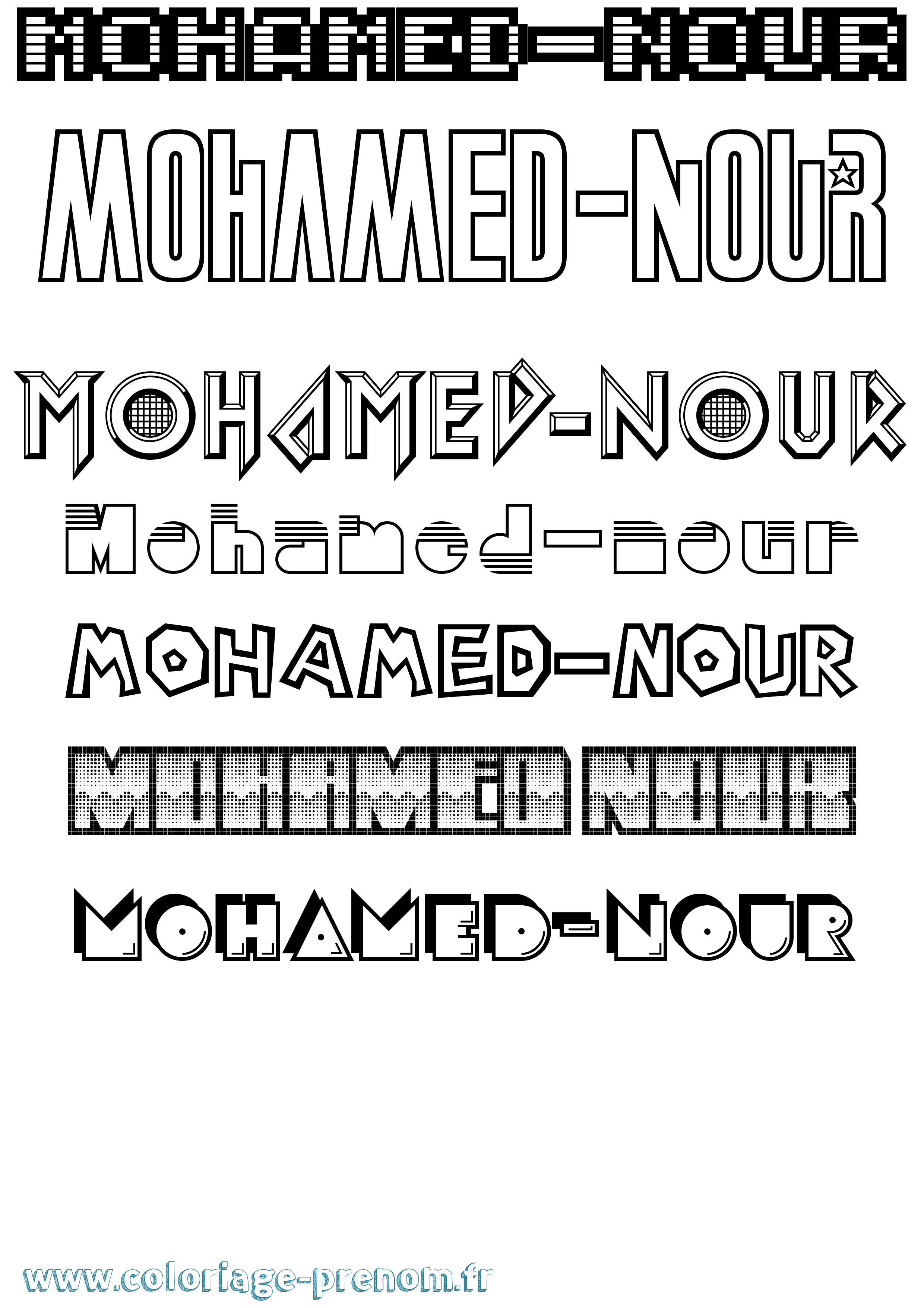 Coloriage Mohamed-Nour Jeux Vidéos Coloriage prénom Mohamed-Nour Jeux Vidéos